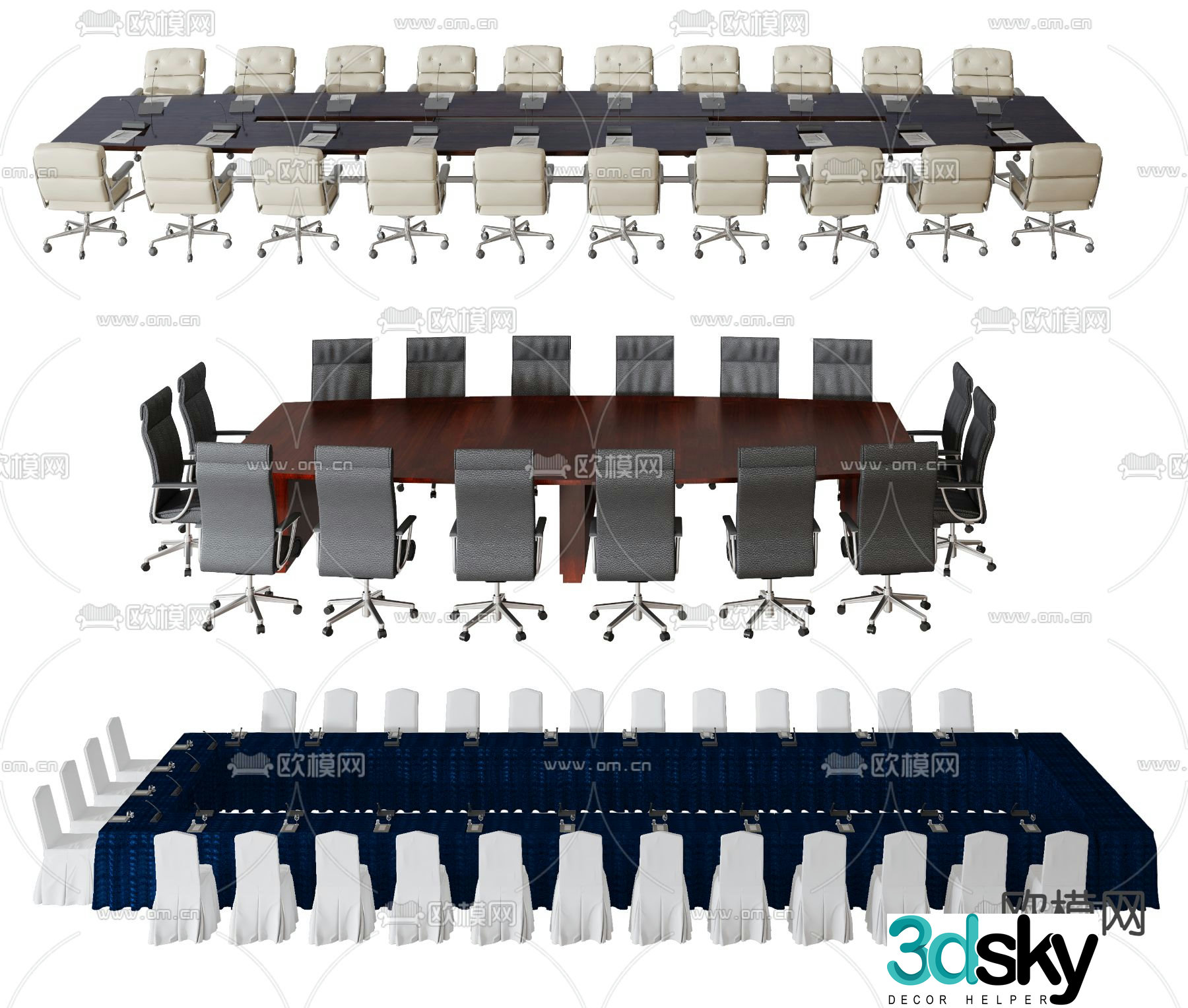Large conference table 3d model