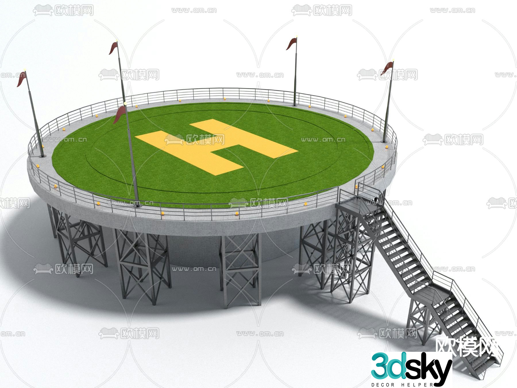 Public facilities apron platform 3d model