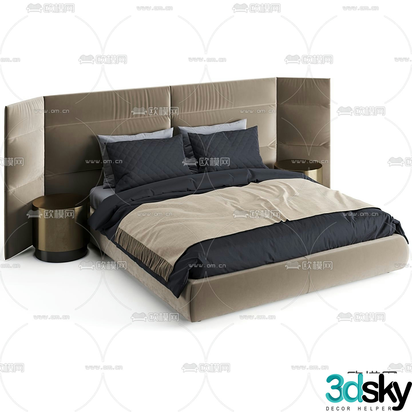Modern double bed 3d model