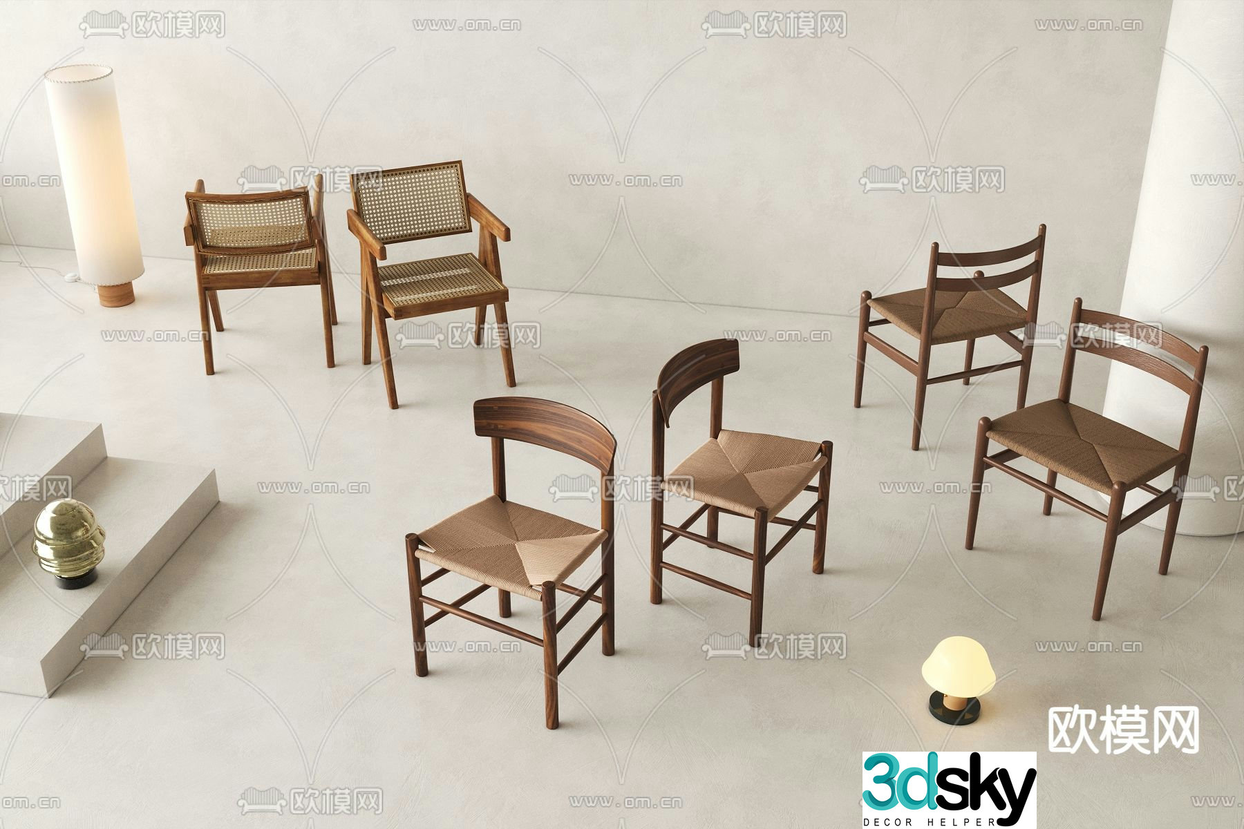 Medieval style chair dining chair woven chair 3d model