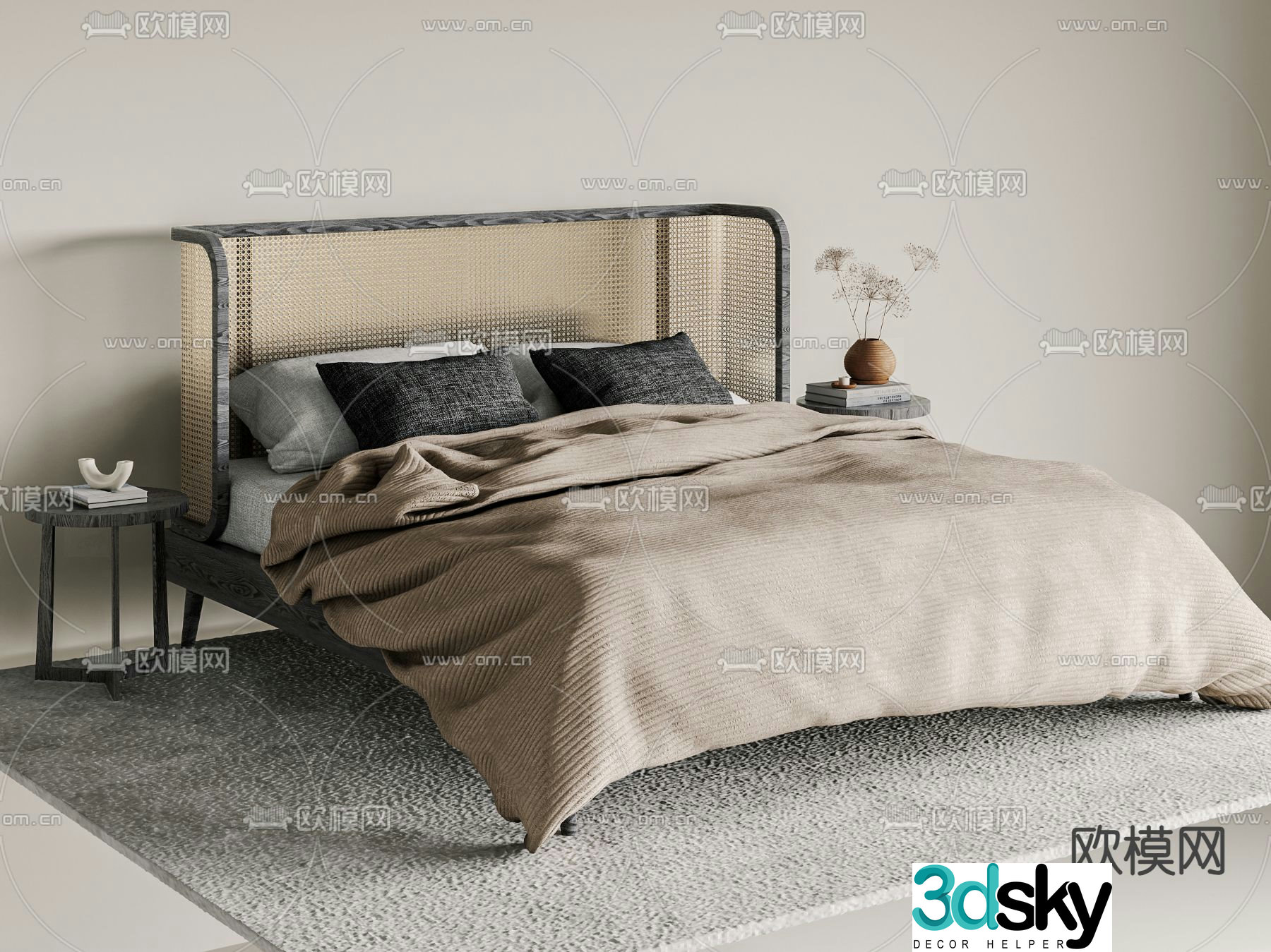Modern double bed 3d model