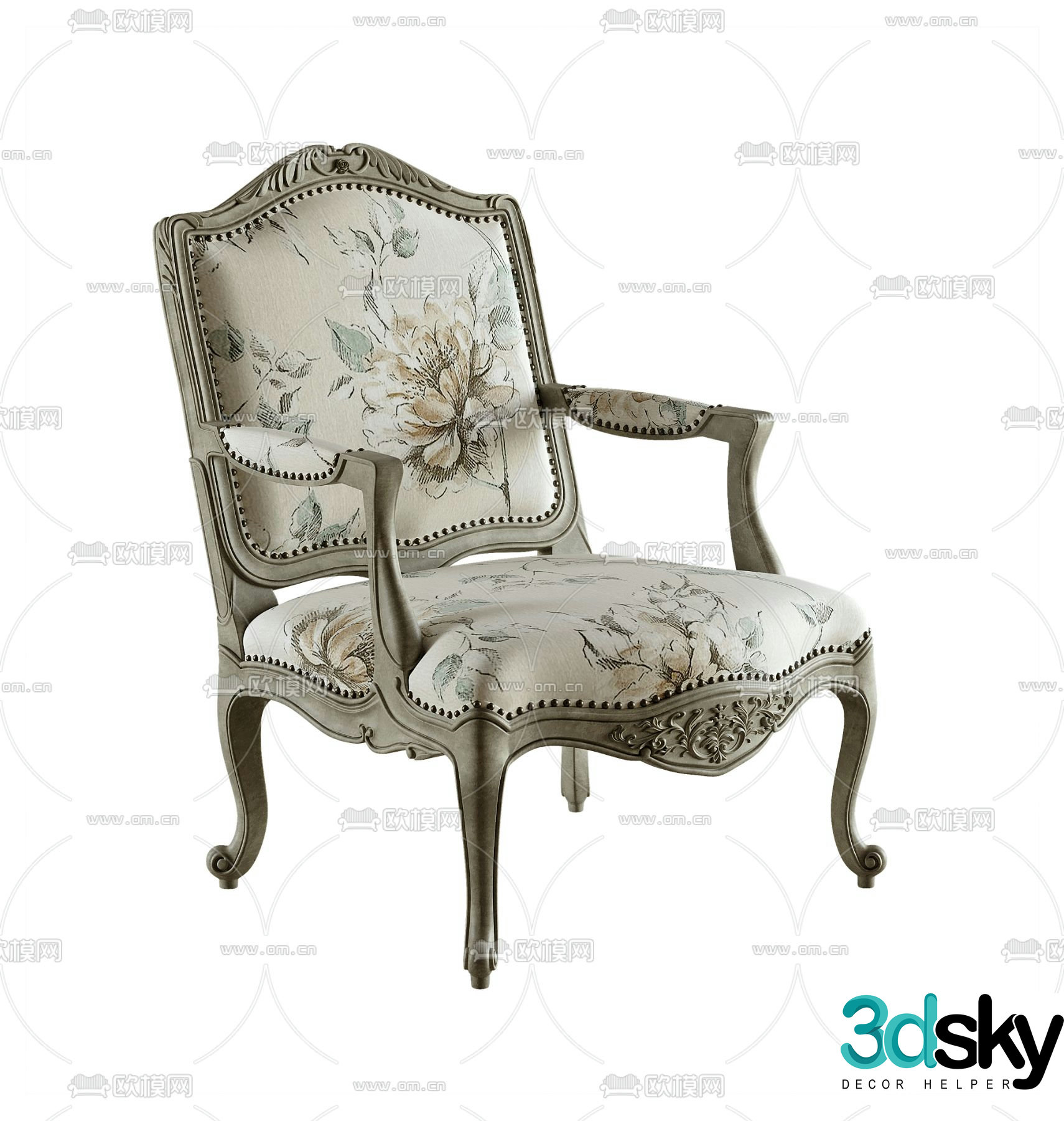 American armchair leisure chair 3d model