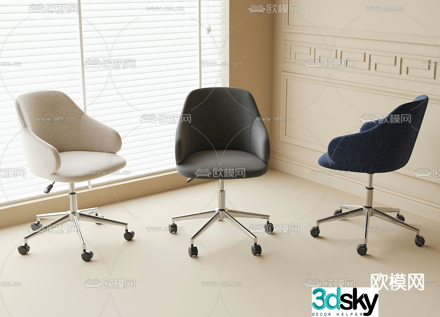 Rotating office chair negotiation chair staff chair 3d model