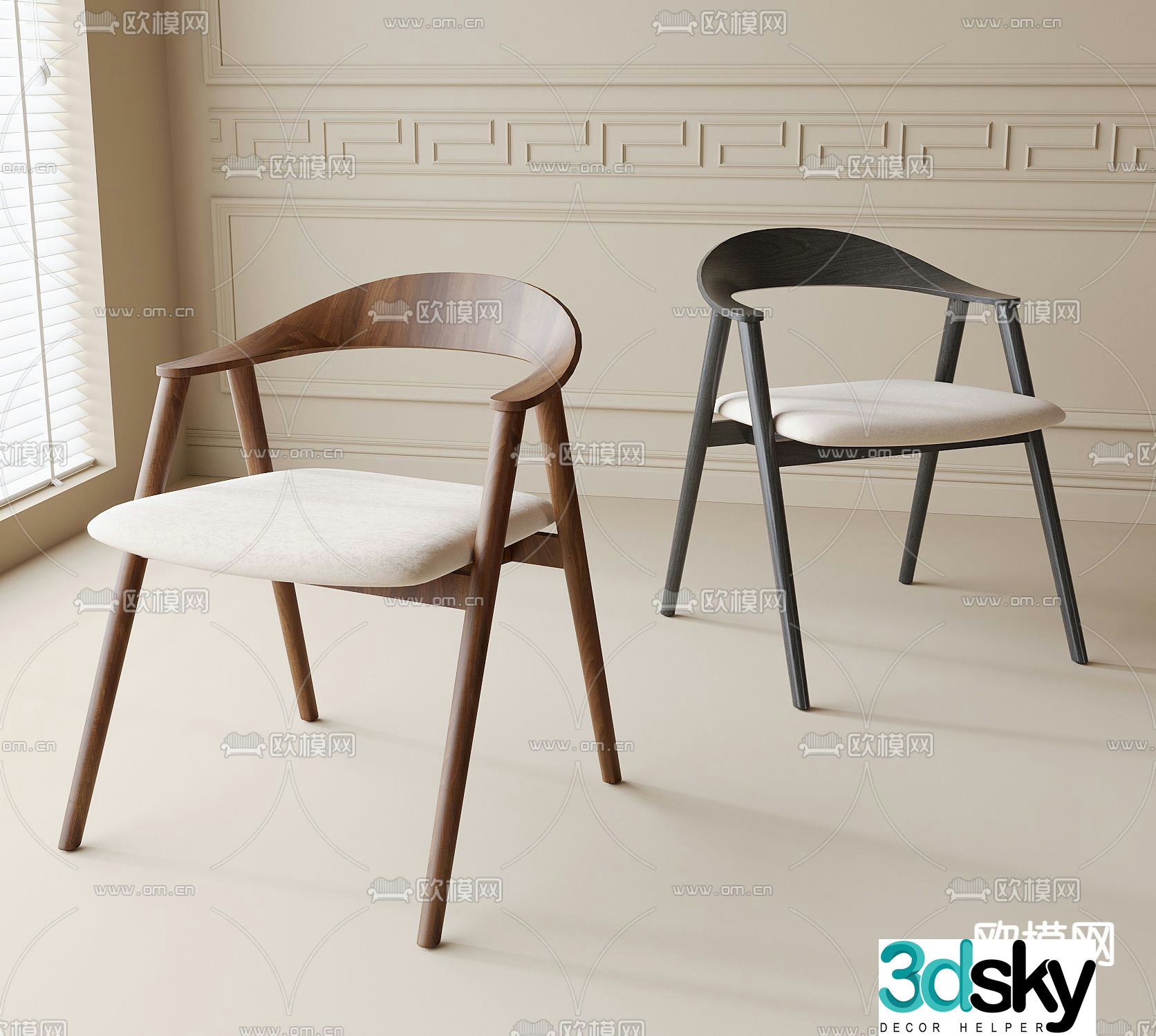 Modern dining chair single chair chair 3d model