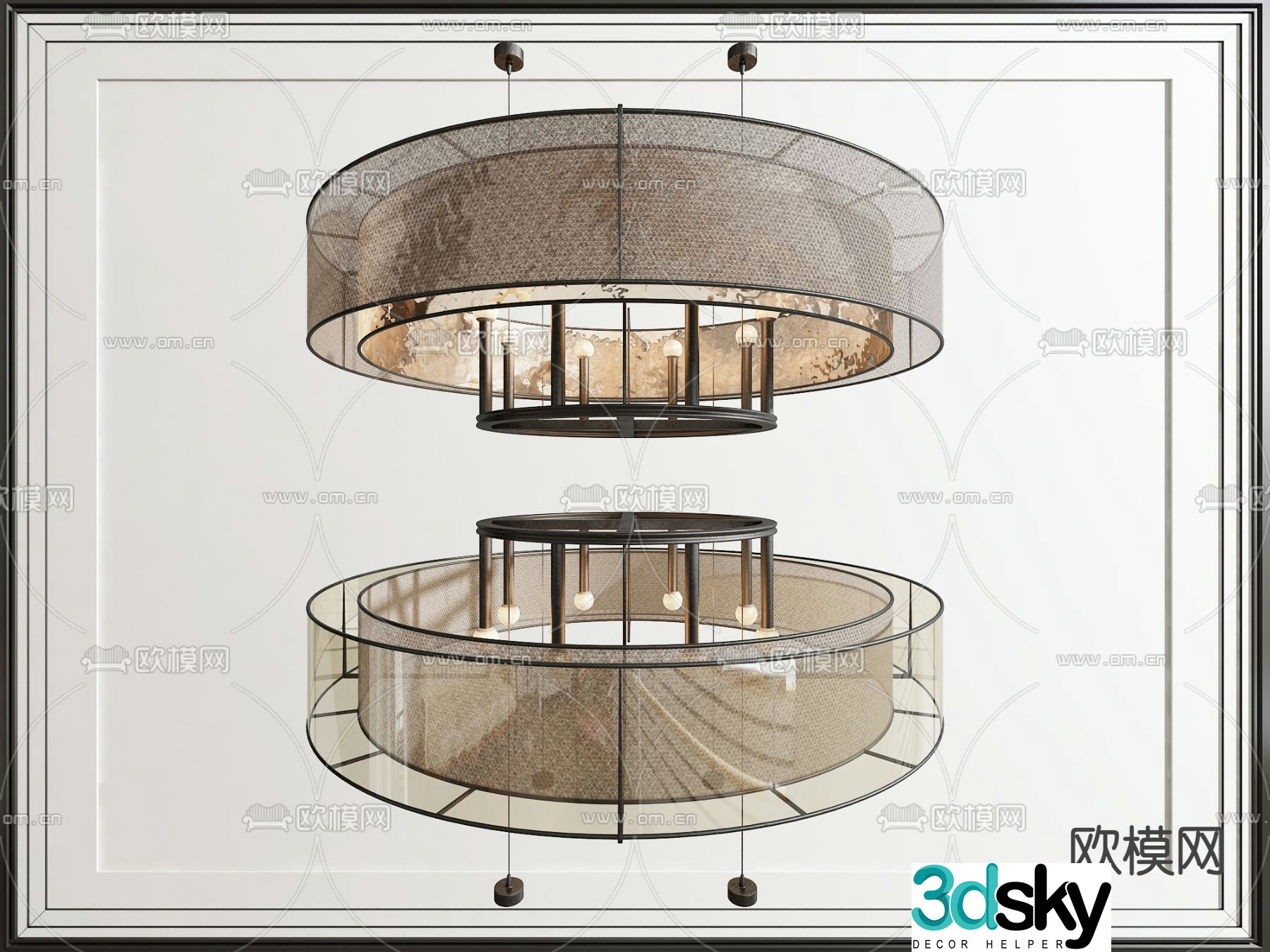 New Chinese style chandelier round chandelier 3d model
