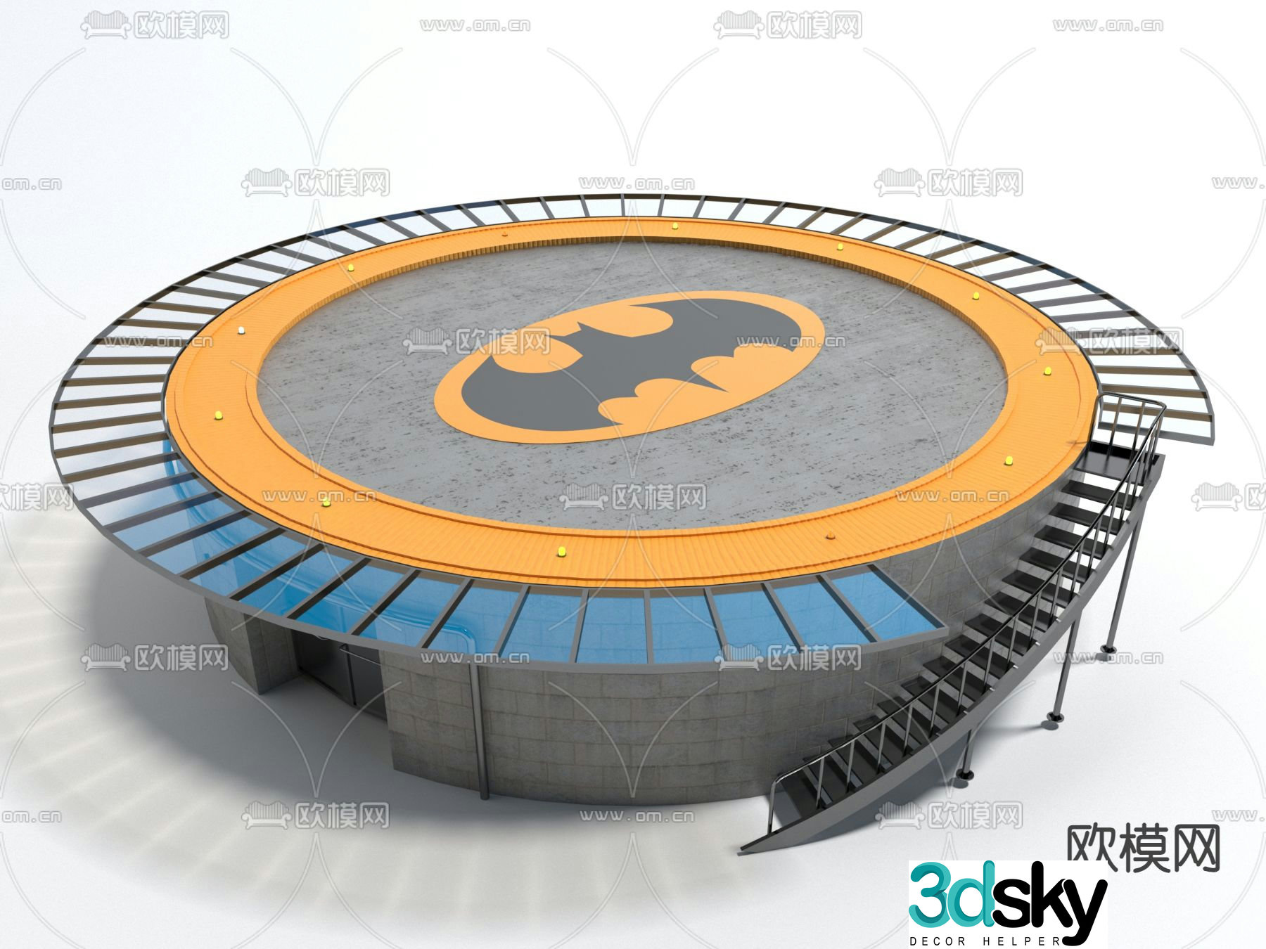 Public facilities apron platform 3d model