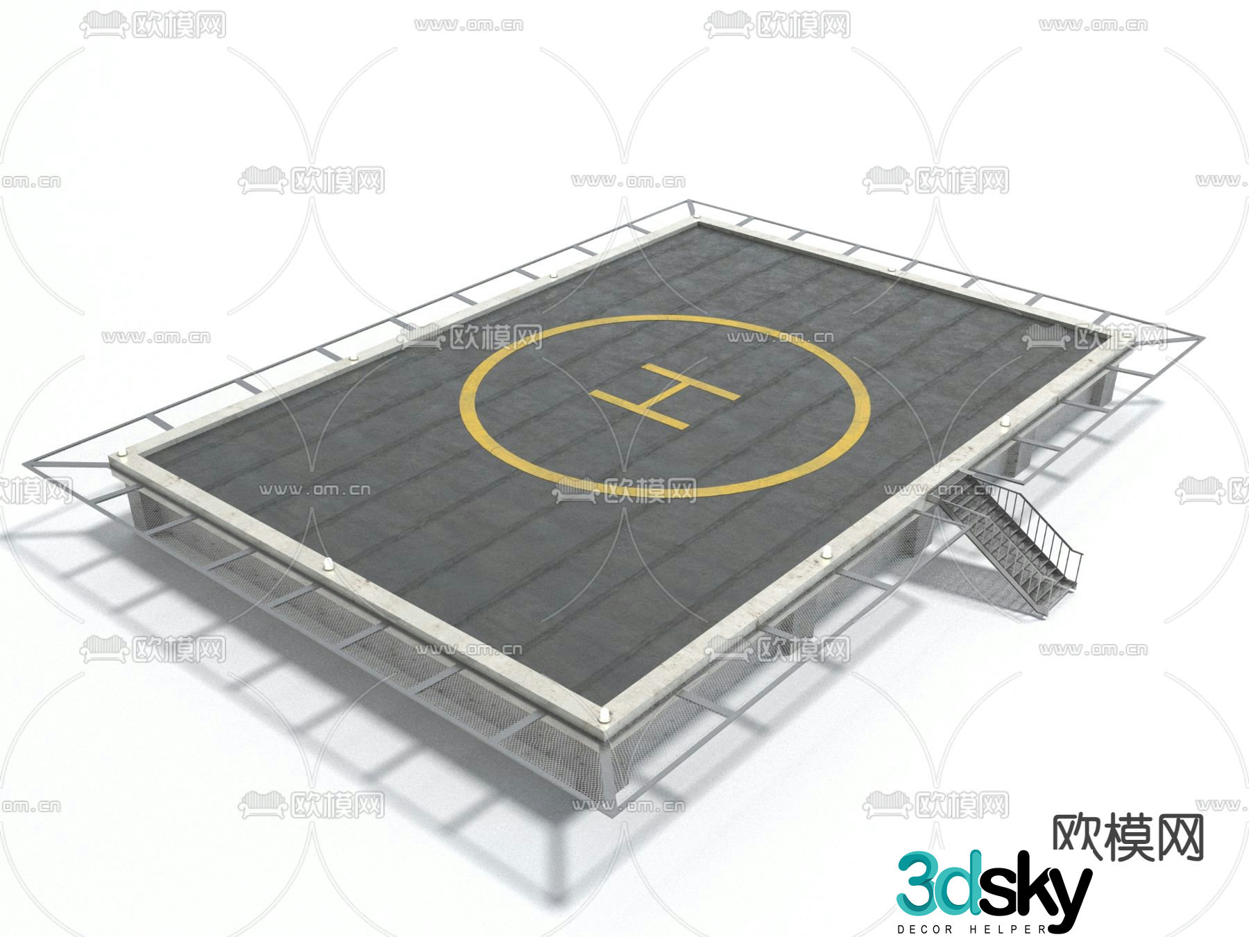 Public facilities apron platform 3d model