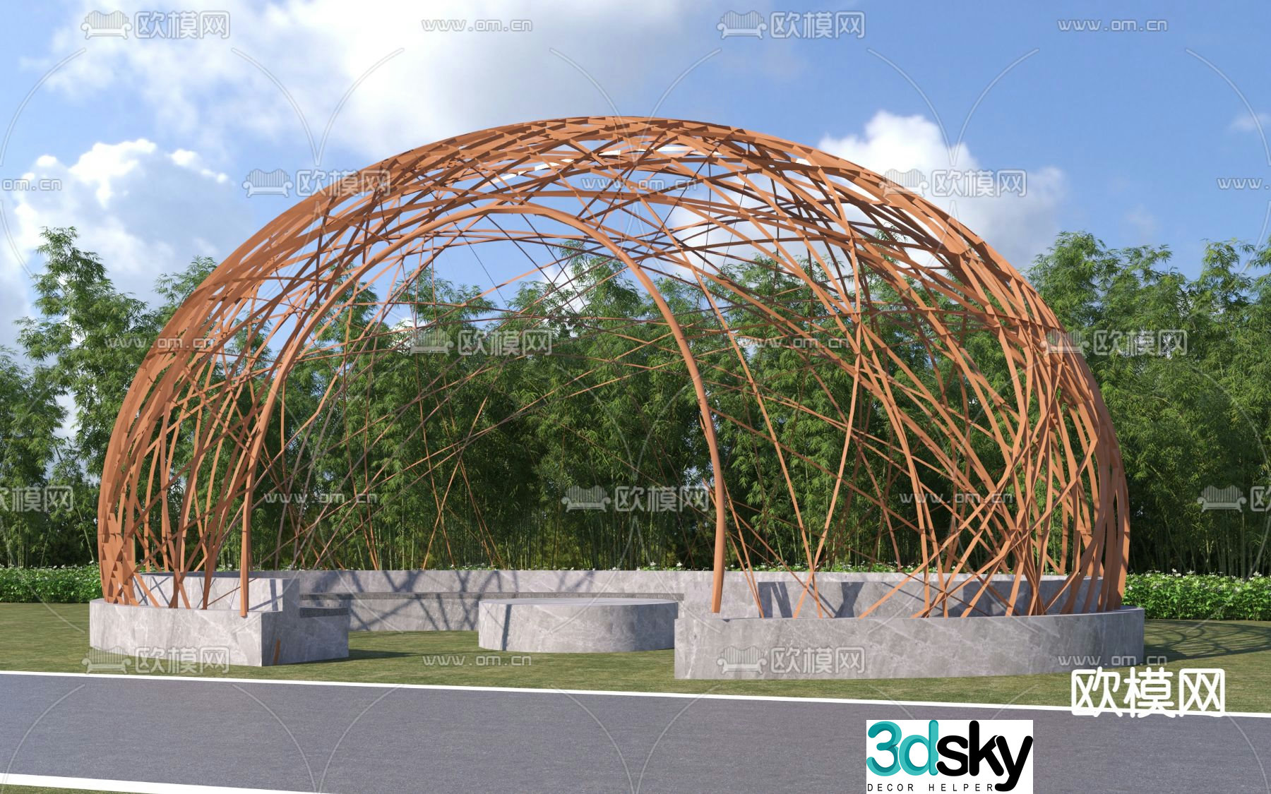 Special-shaped gallery frame rattan birdcage landscape gallery frame 3D model