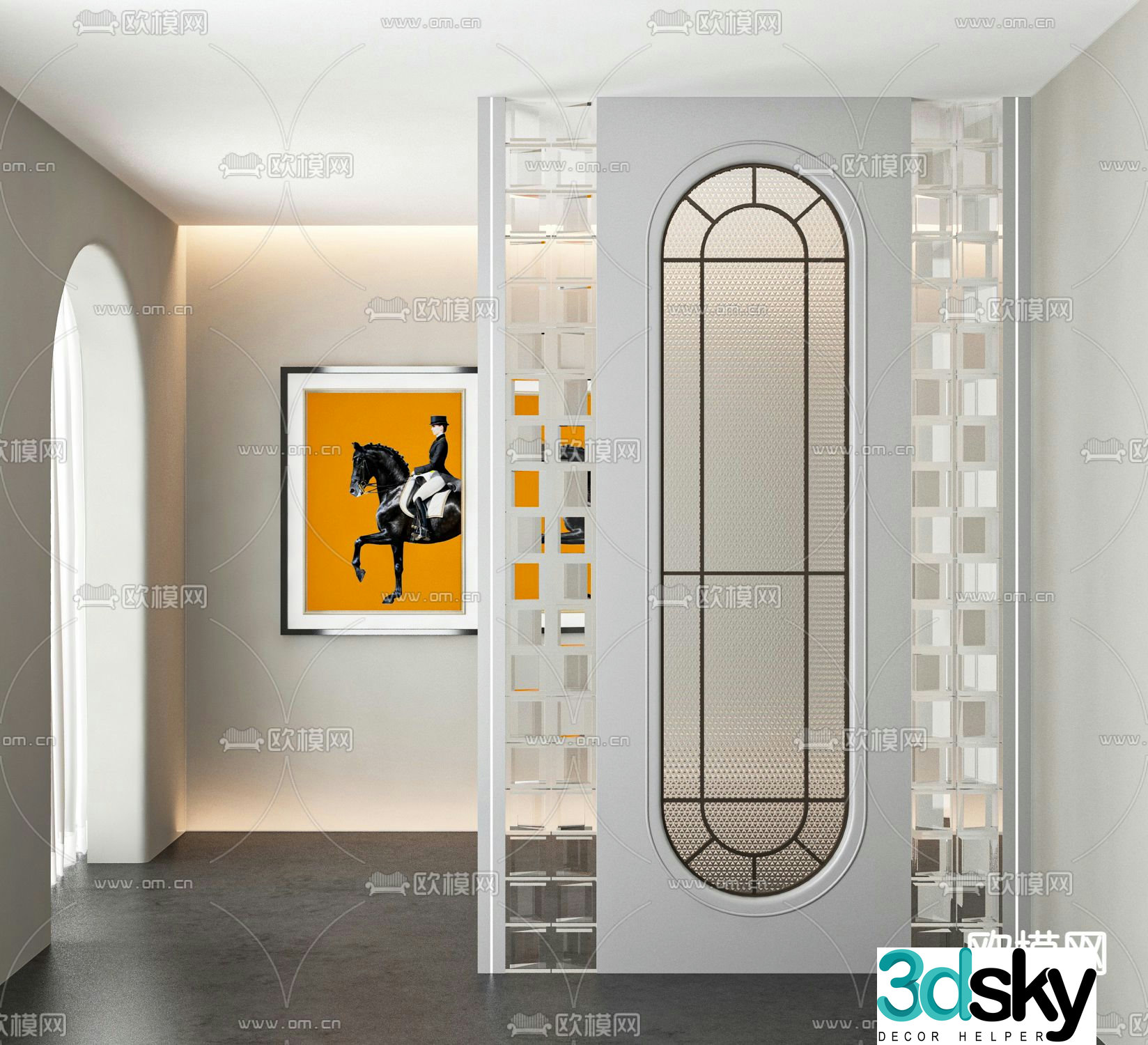 French glass partition 3d model