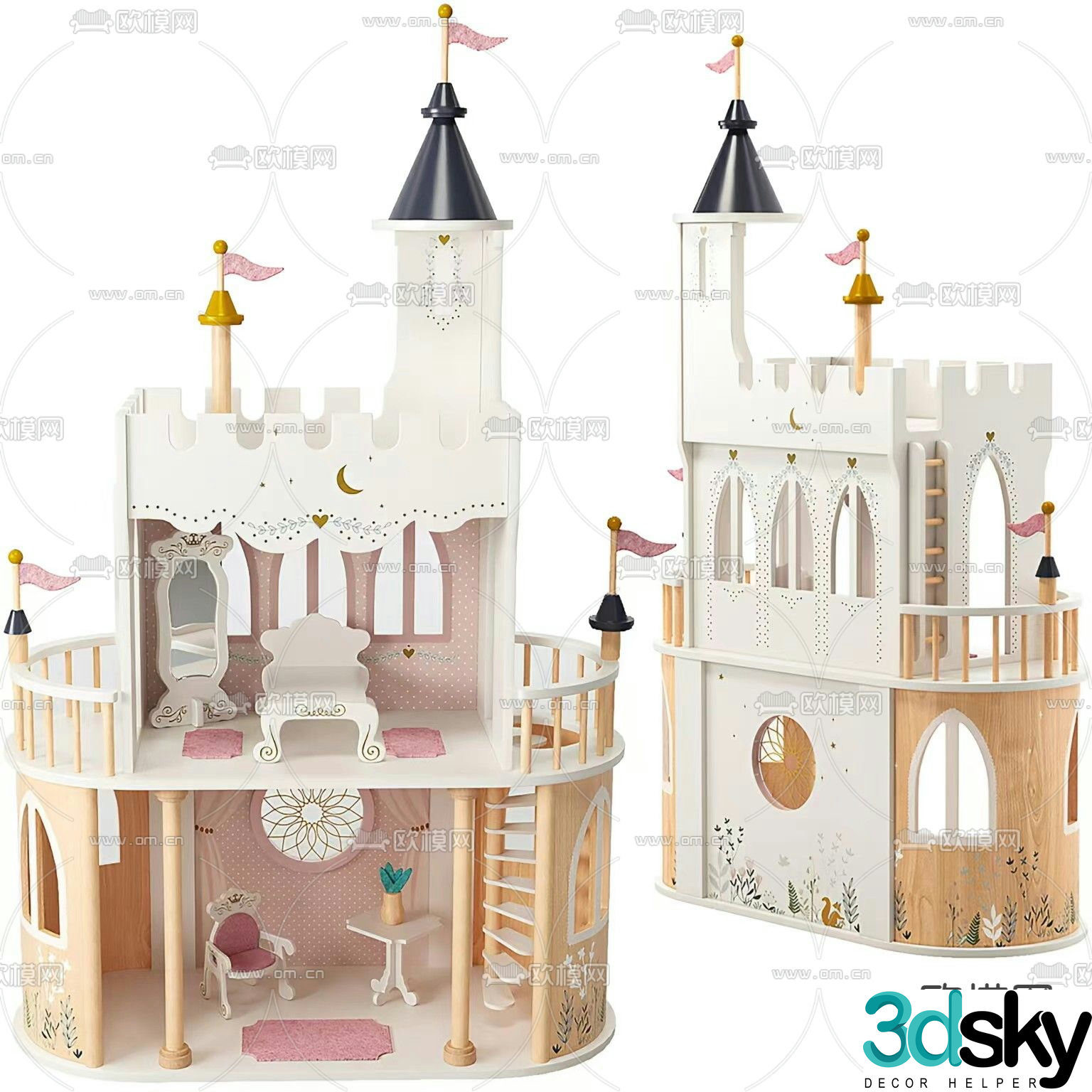 Vertbaudet children’s castle dollhouse 3d model