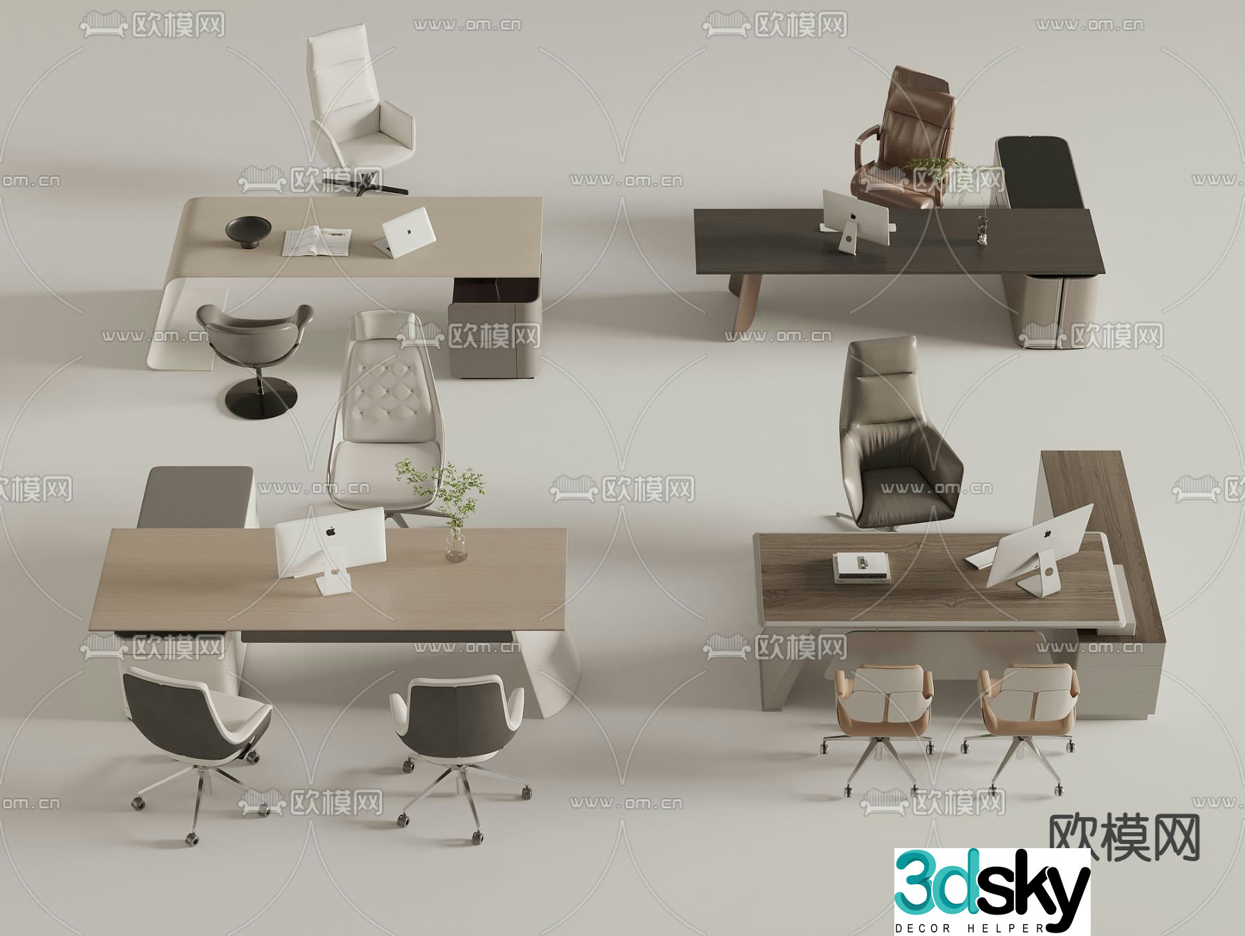 Modern office desk and chair desk table 3d model