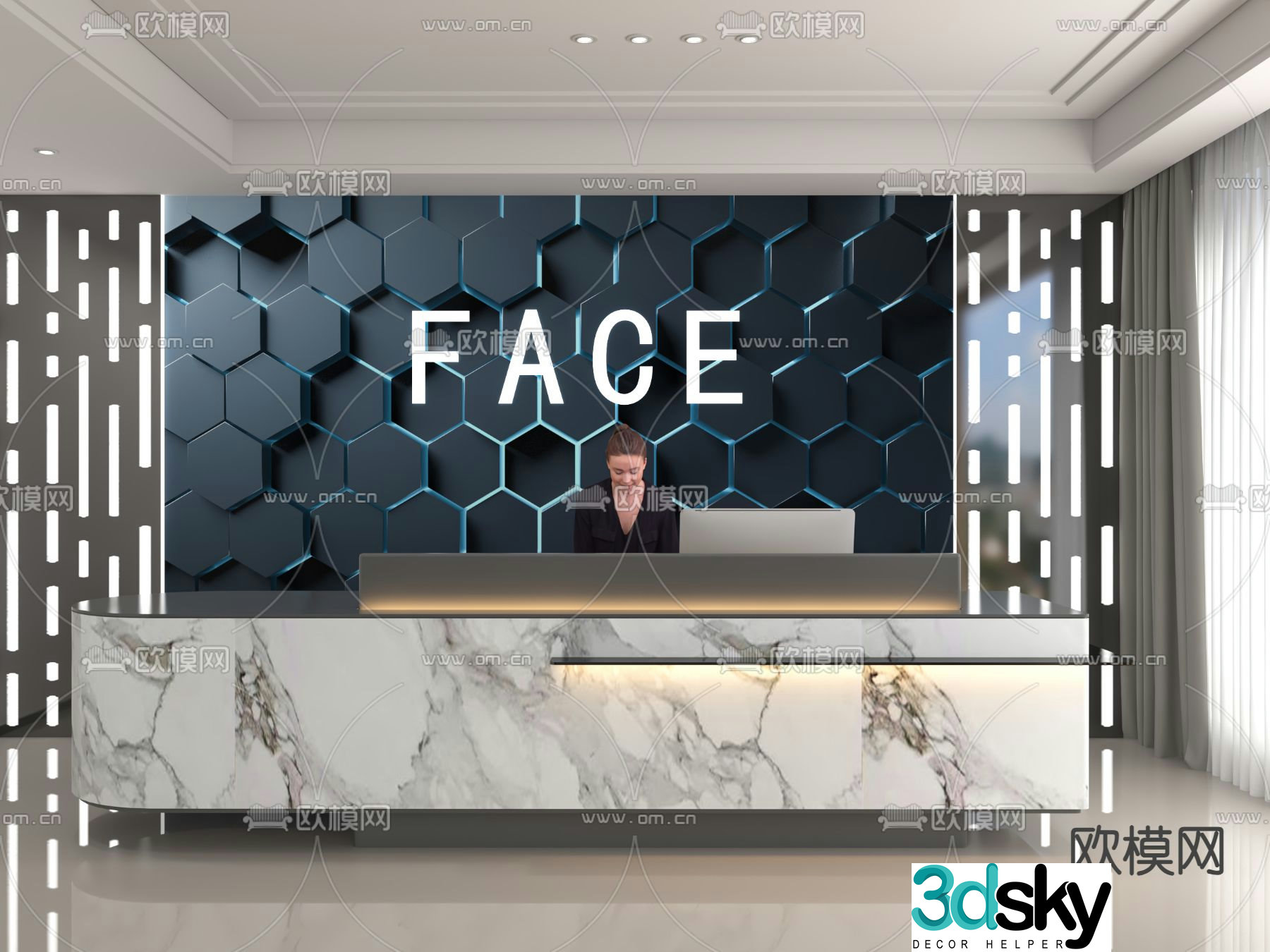 front desk service desk reception desk 3d model