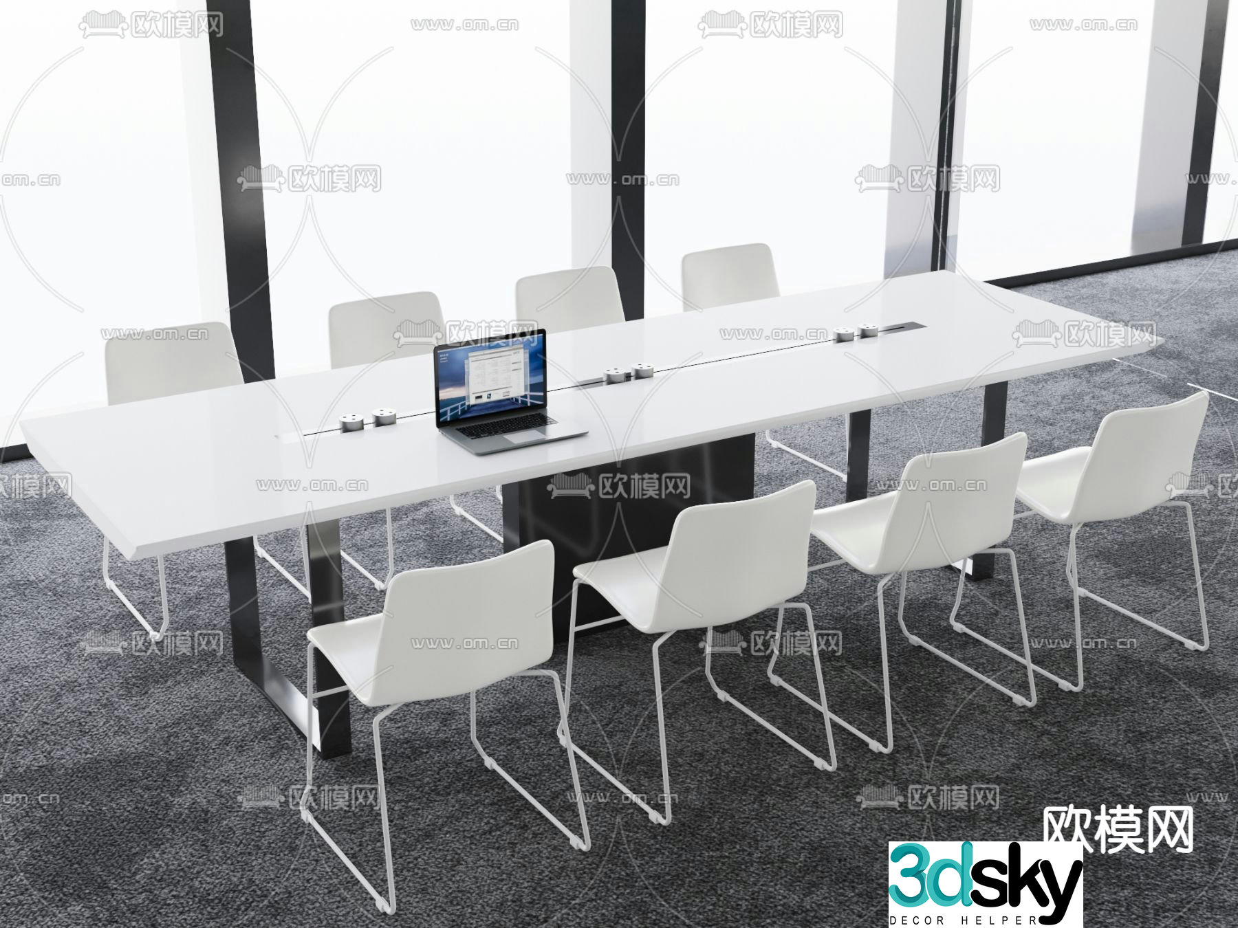Conference table multi-person desk 3d model