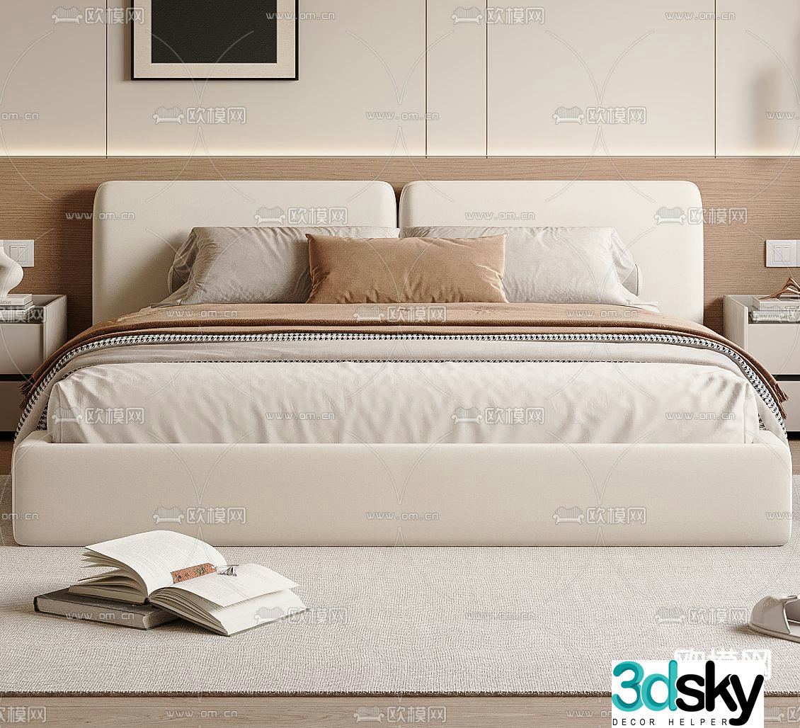 Modern double bed 3d model