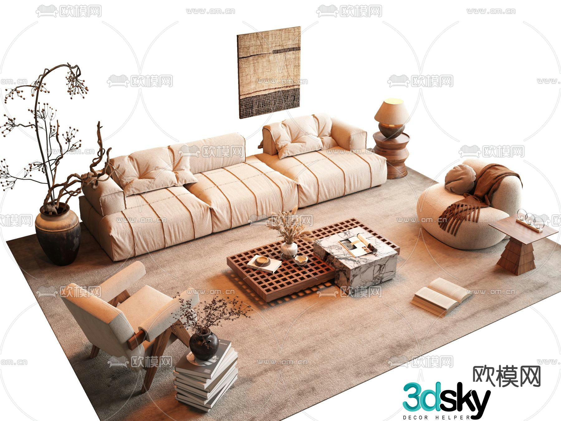 Medieval style modular sofa 3D model