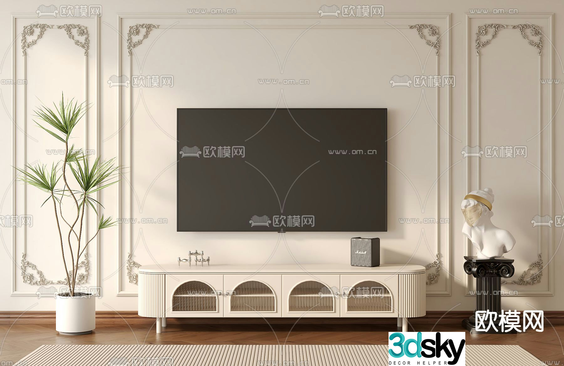 Creamy air TV cabinet 3d model