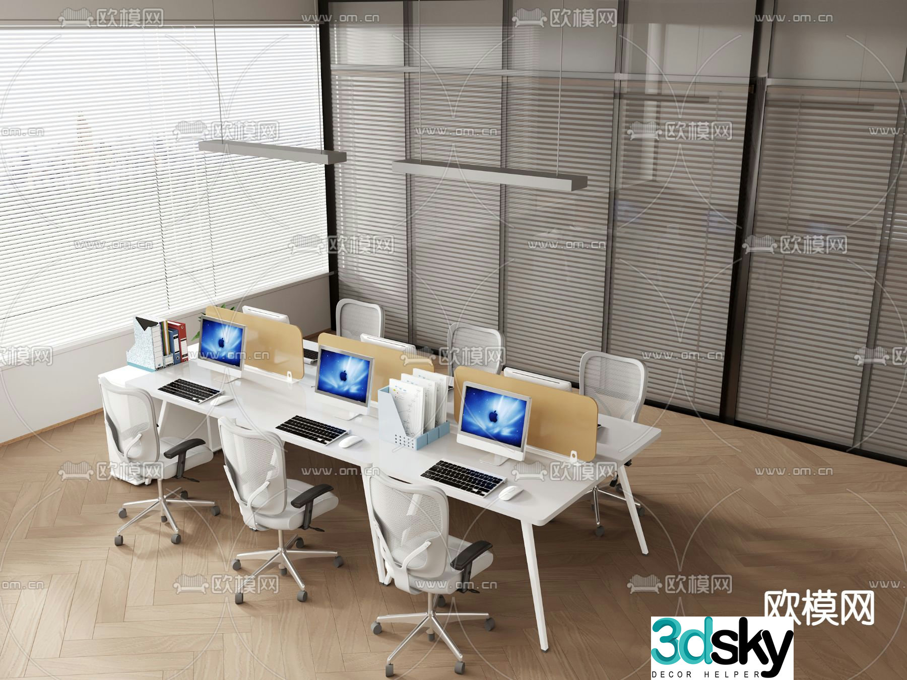 Office desk and chair position card space 3d model