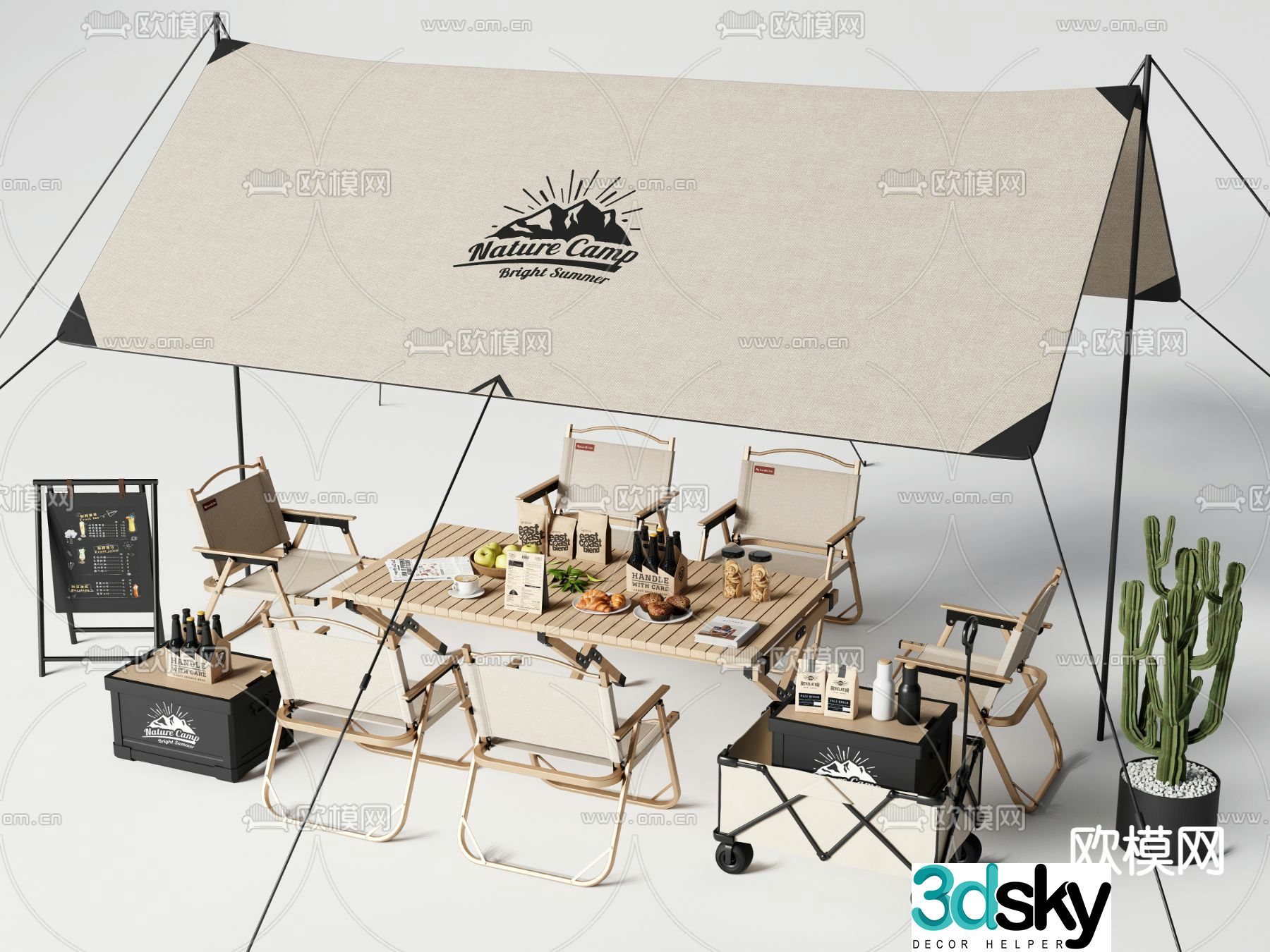 Outdoor tables and chairs camping tables and chairs 3d model