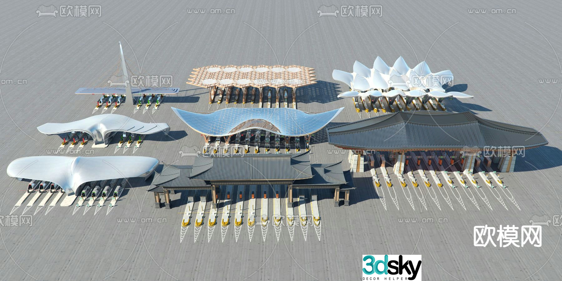 Highway equipment ETC toll station 3d model