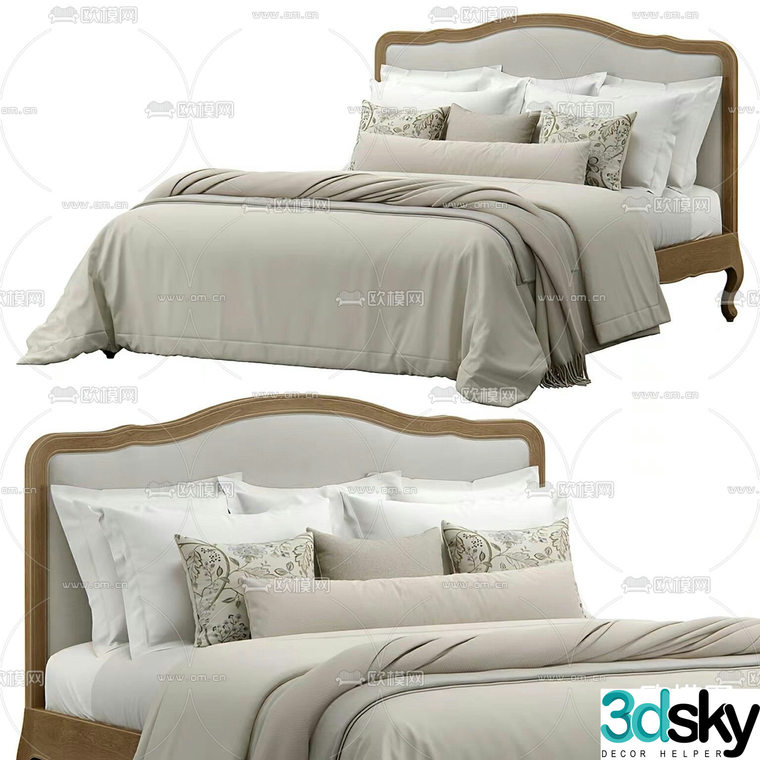 Grace double bed 3d model