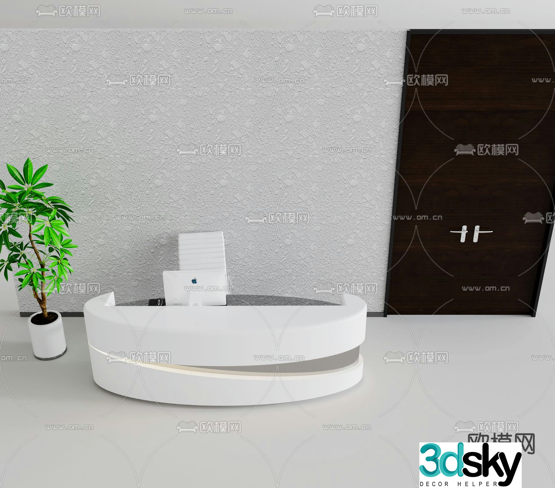 Front desk service desk reception desk 3d model