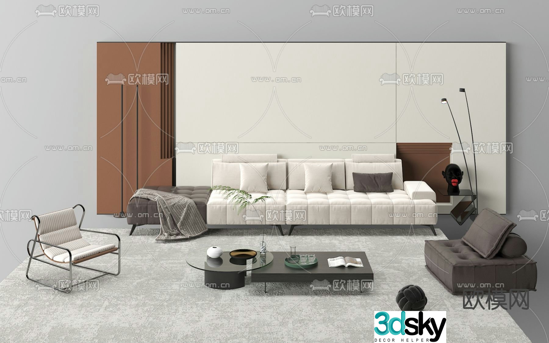 Modern sectional sofa 3d model