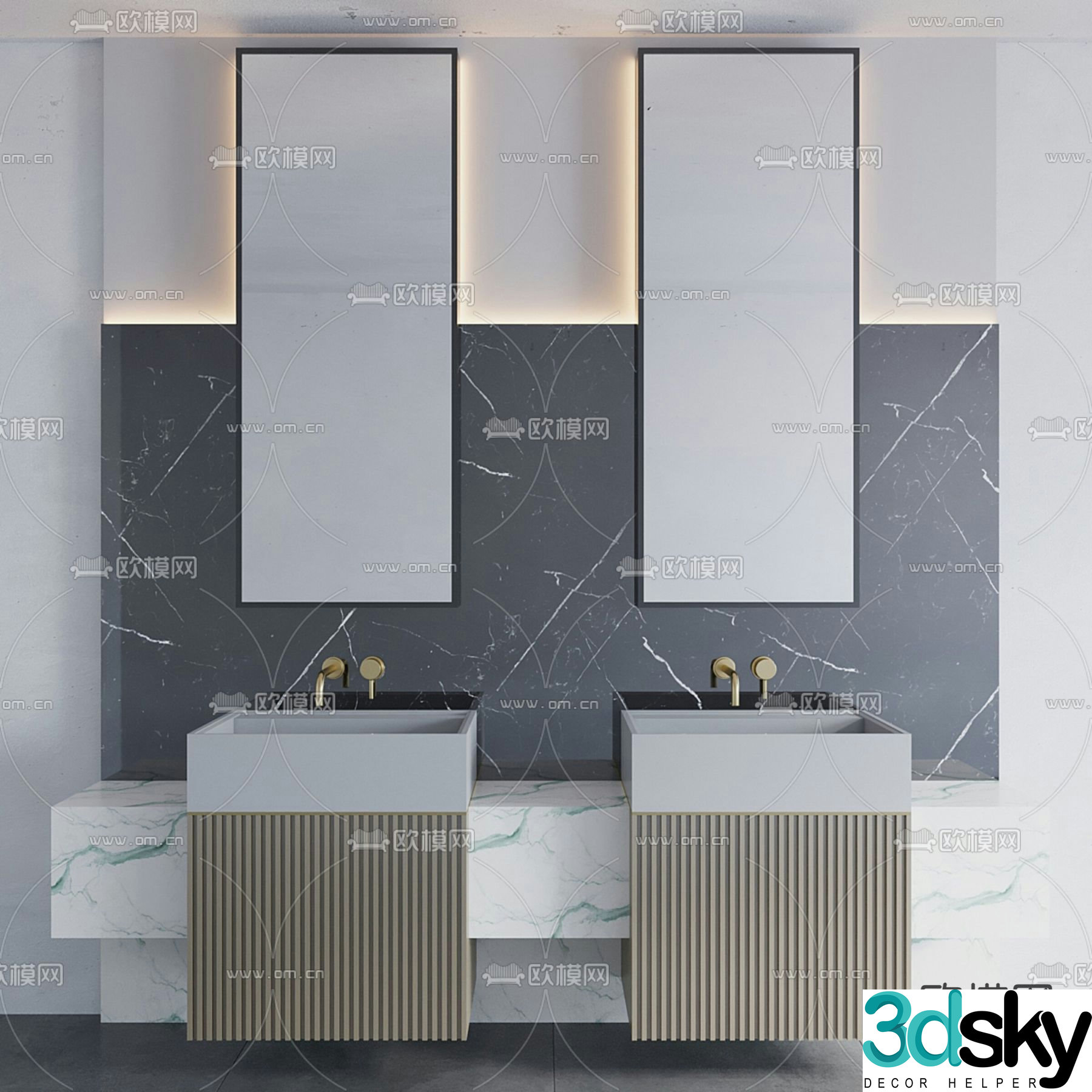 Washbasin double basin washbasin 3D model