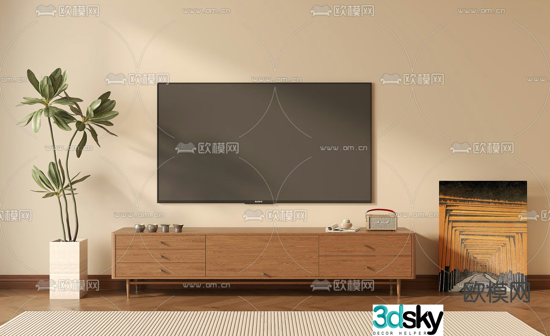 Wabi-sabi TV cabinet 3d model