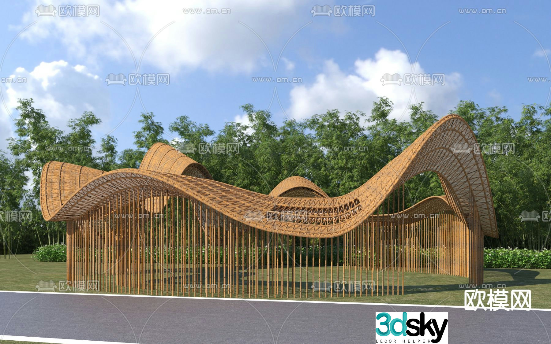 Special-shaped gallery landscape gallery 3D model