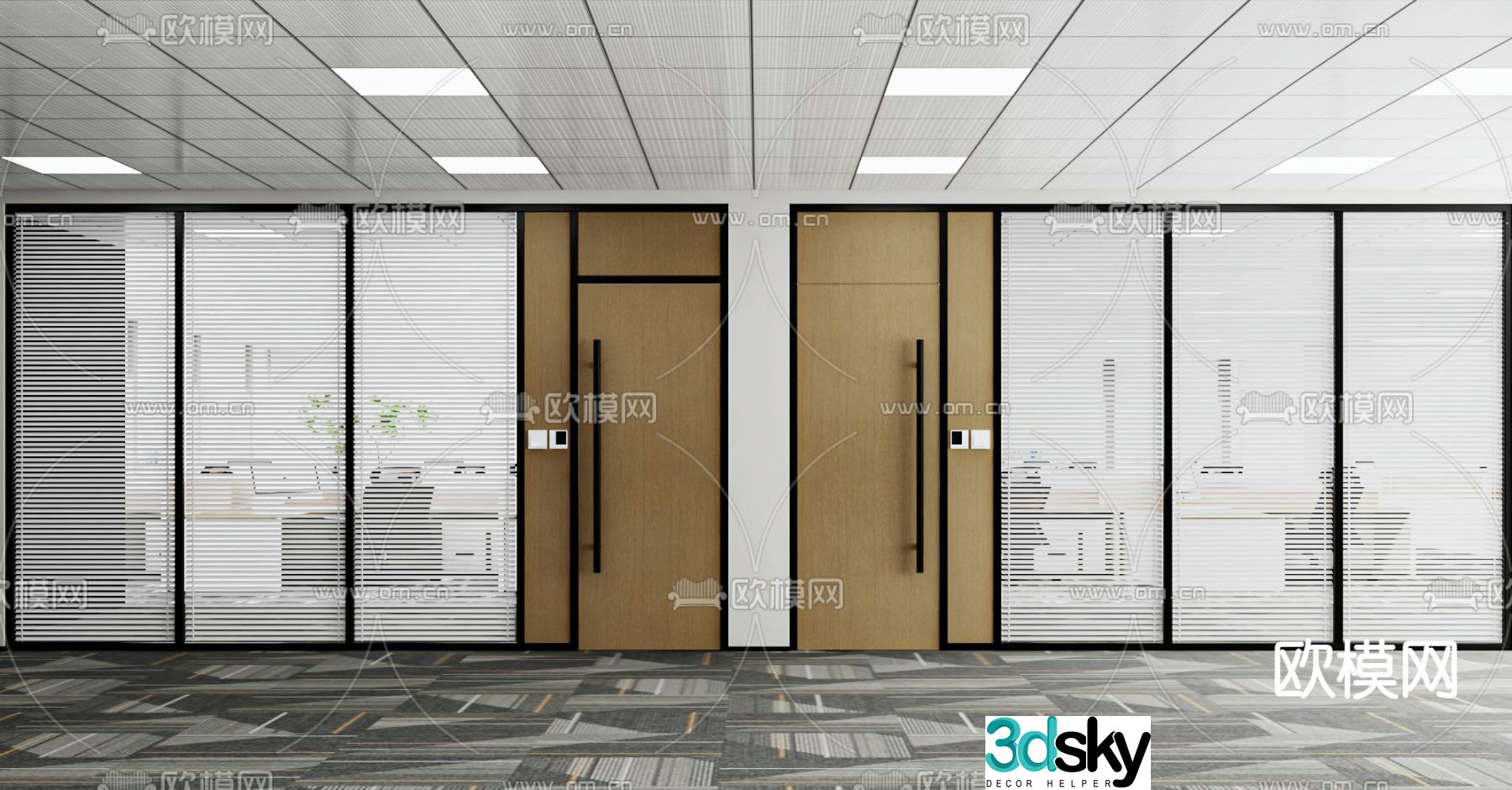 Modern office partition glass partition 3d model