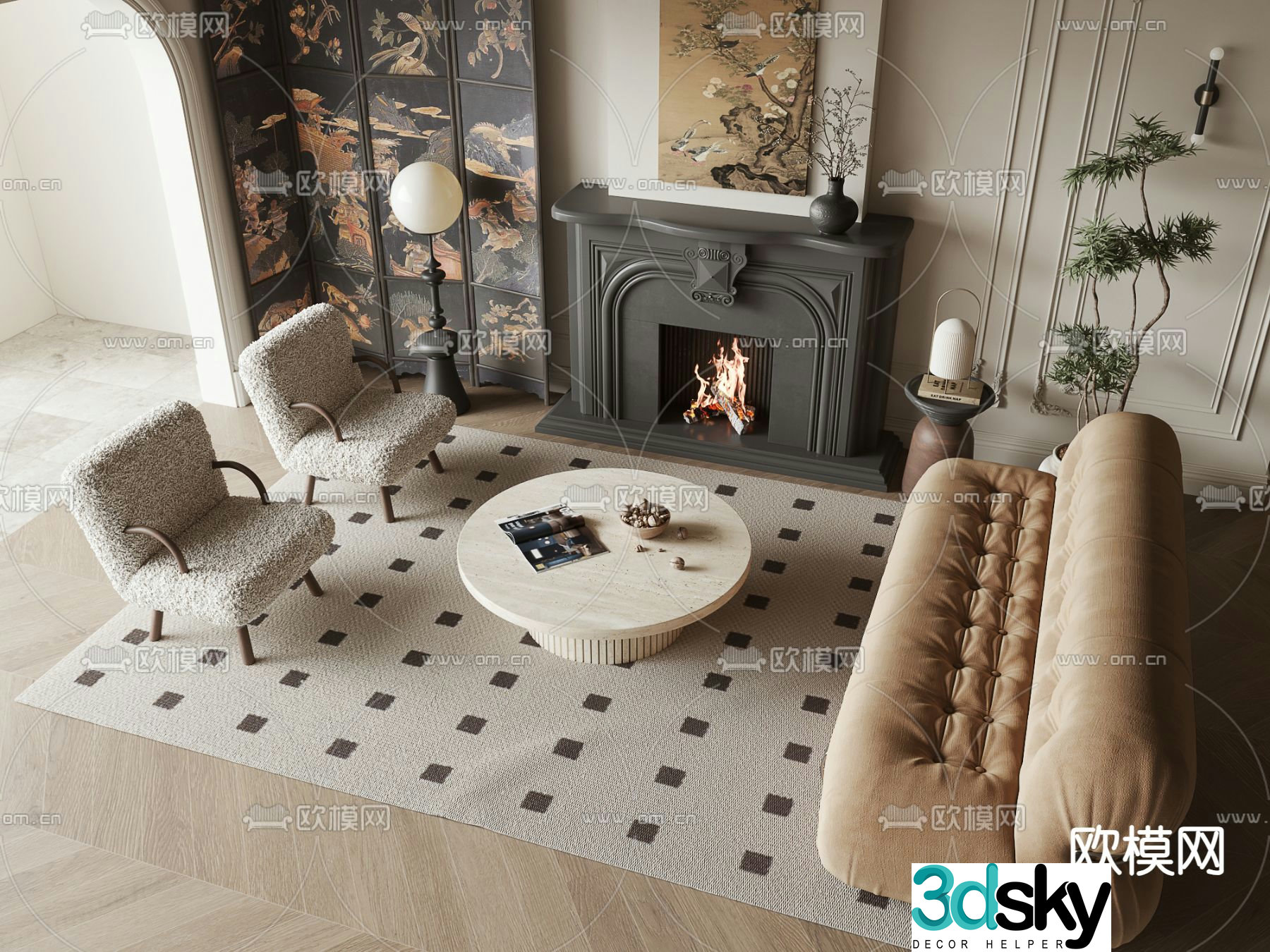 Medieval style sofa combination 3d model