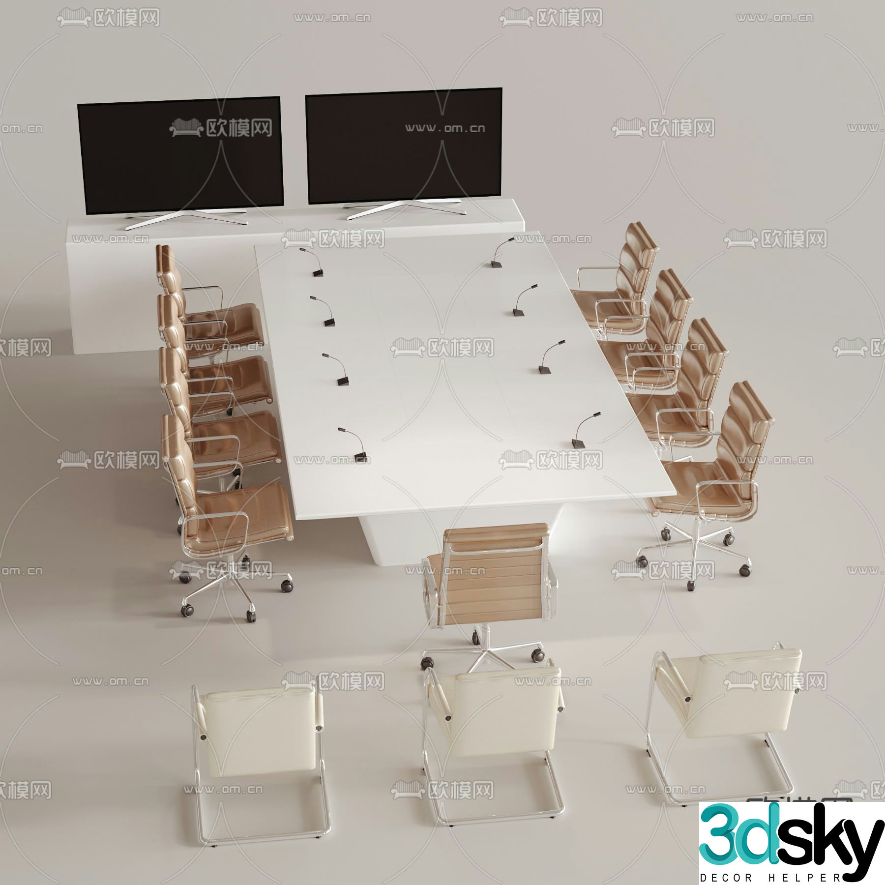 Conference tables and chairs 3d model