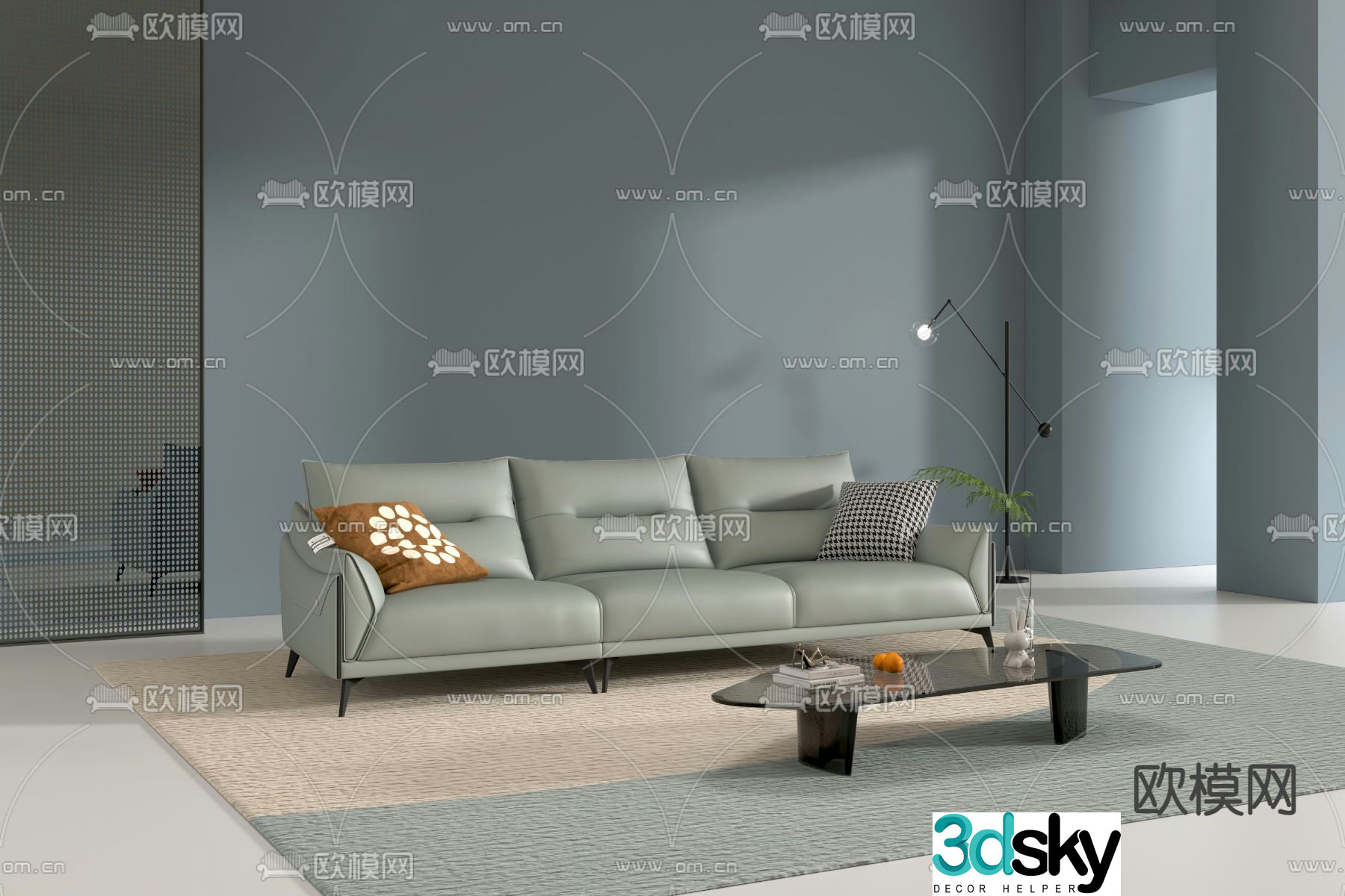 Three seater sofa leather sofa 3d model
