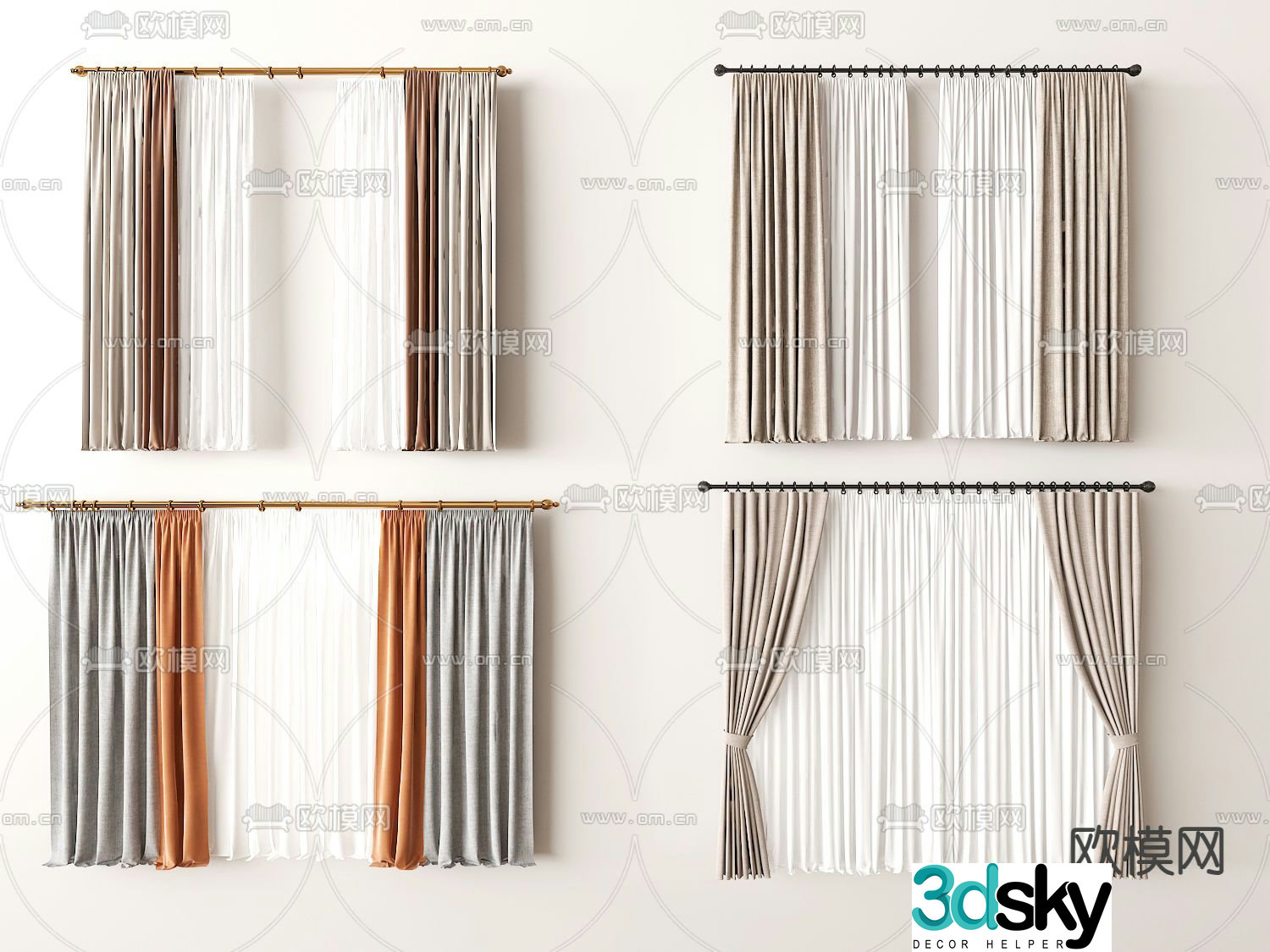 Dream curtain floor curtain plain curtain gauze curtain 3d model