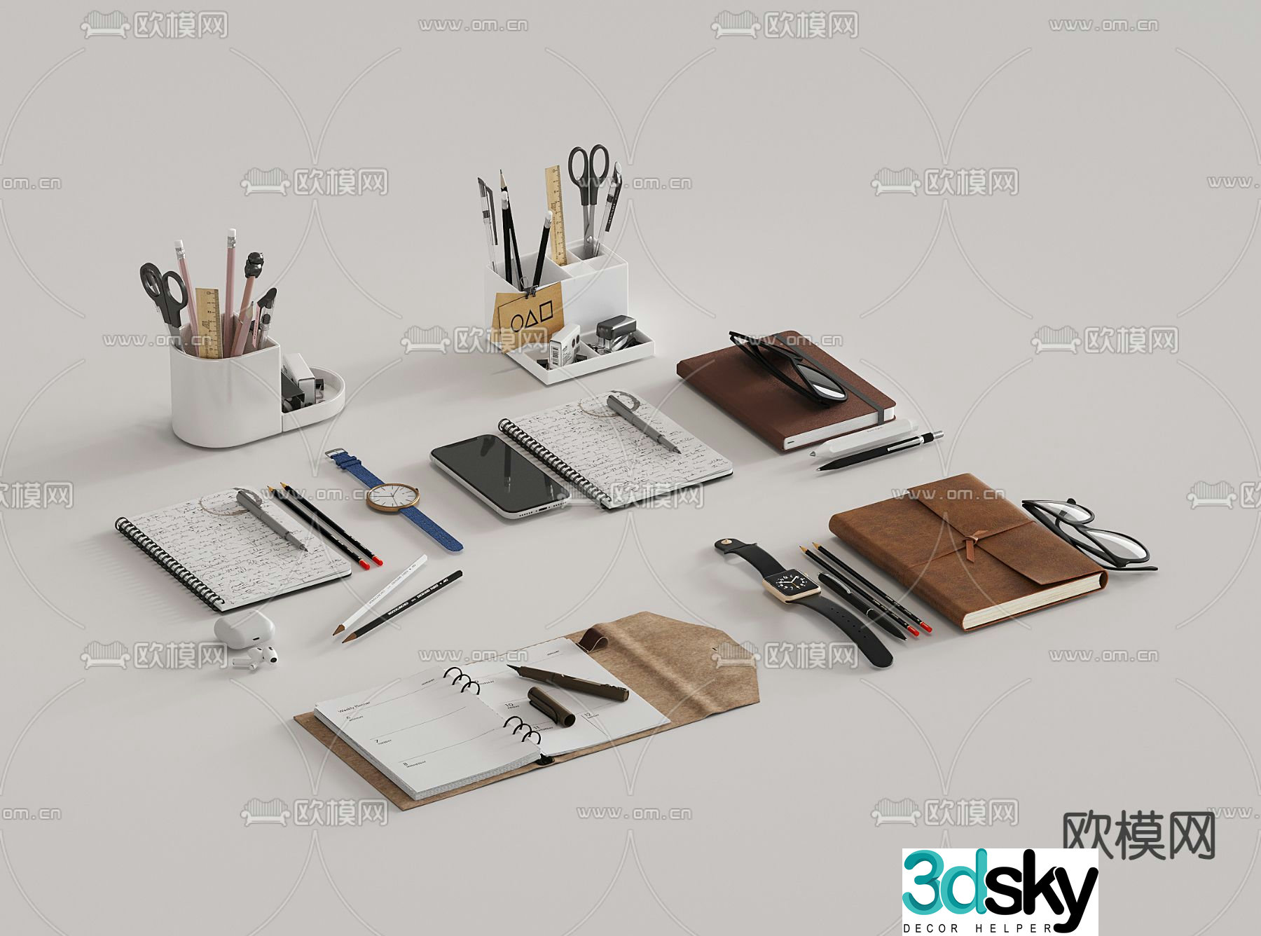 Desktop accessories office supplies notepad 3d model