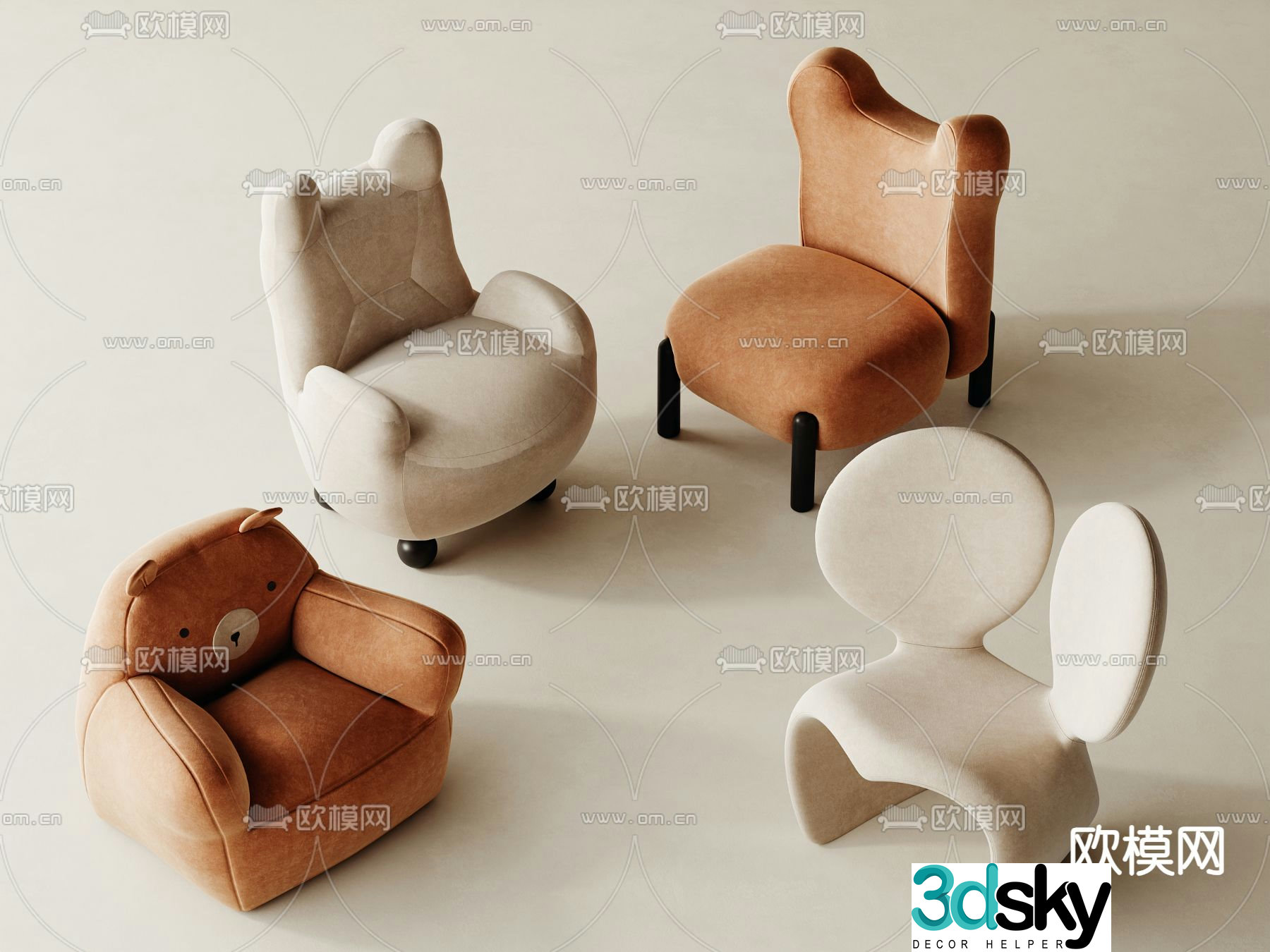 Children’s sofa cartoon sofa 3d model