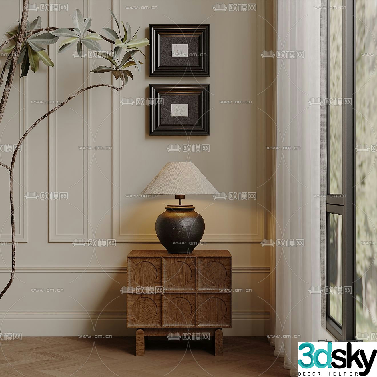 Medieval bedside table 3d model