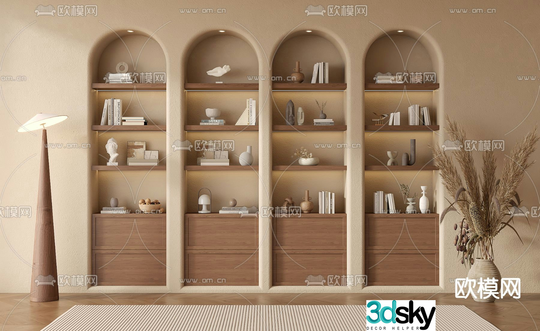 Wabi-sabi wall cabinet decorative cabinet shelf 3d model