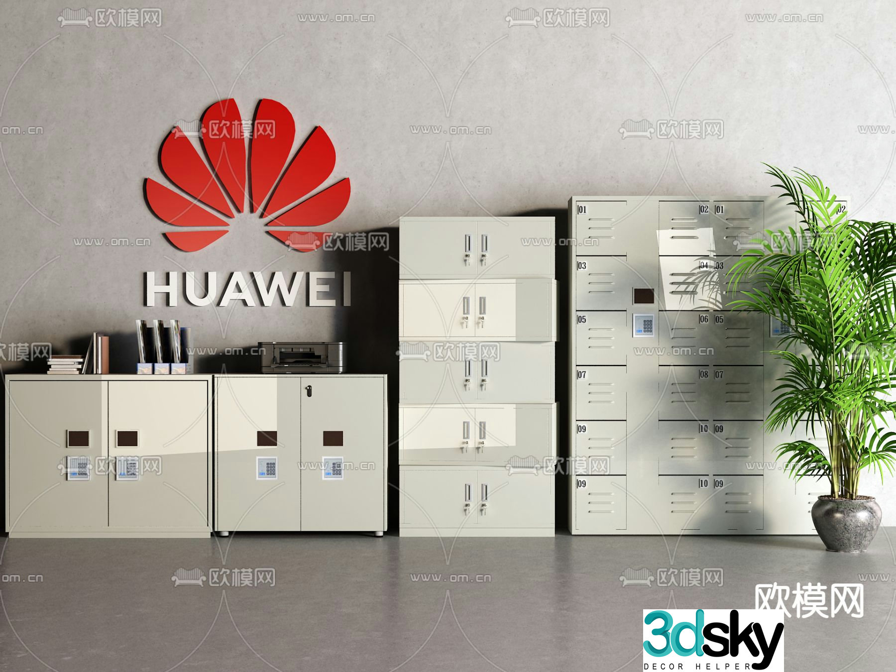 modern filing cabinet folder copy machine 3d model
