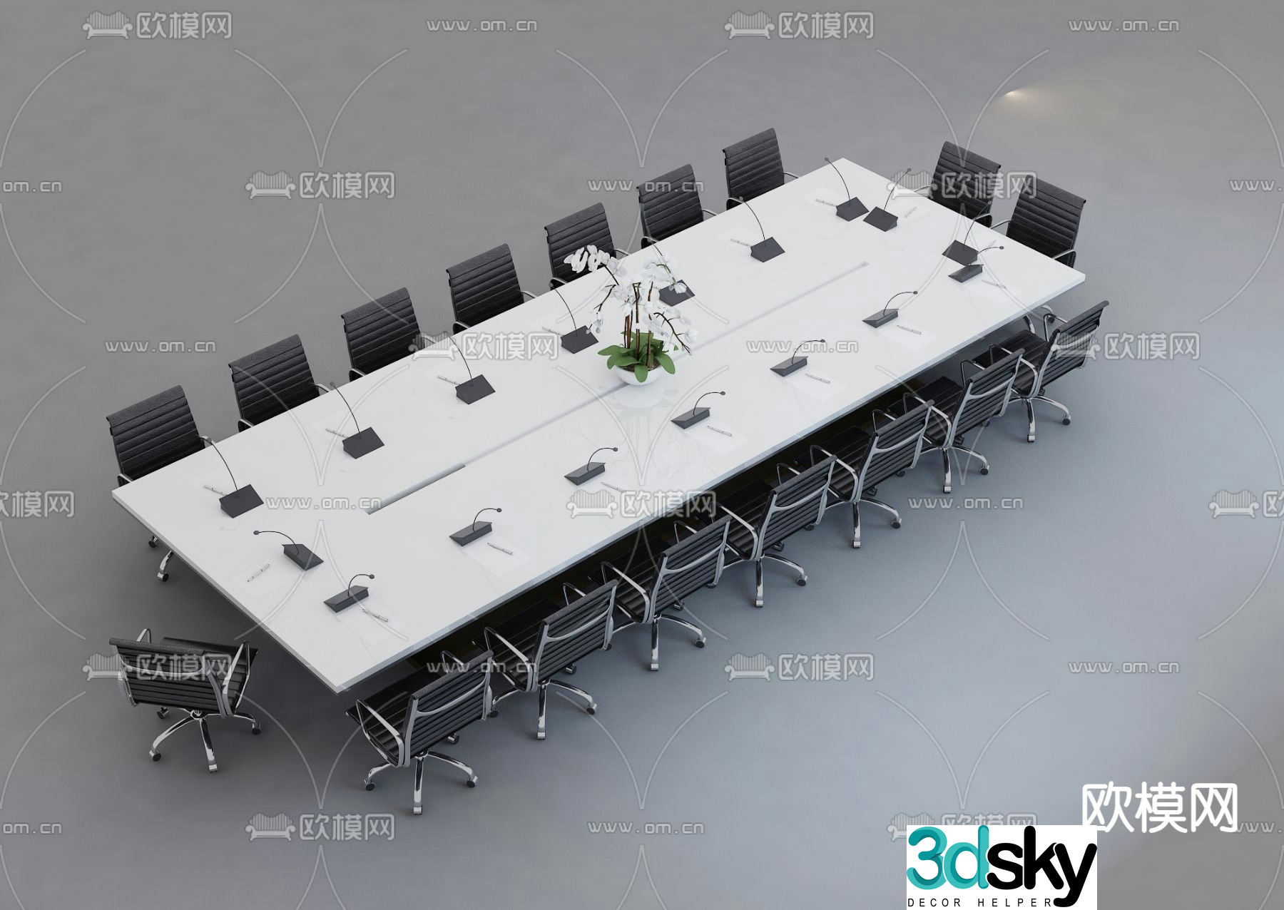 Modern conference table and chairs 3d model