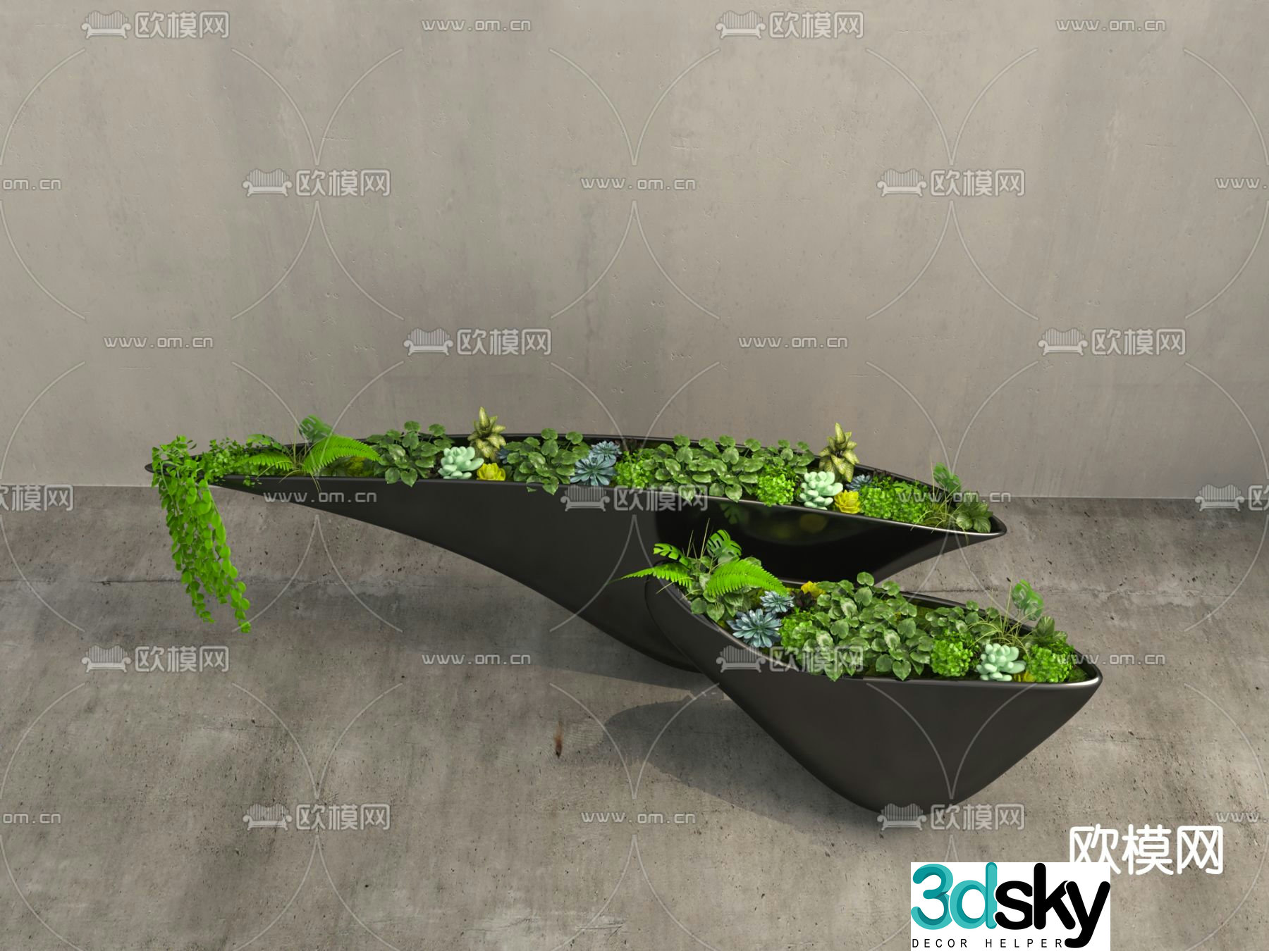 Flower bowl moss sketch 3d model