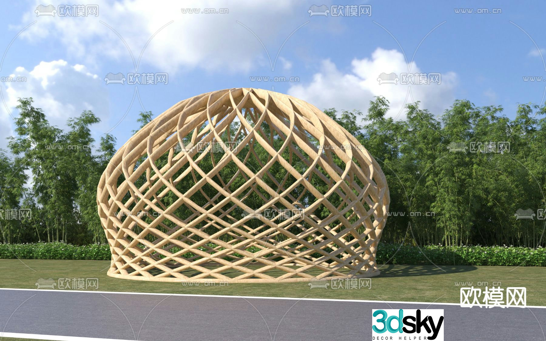 Modern special-shaped birdcage woven rattan landscape gallery 3D model