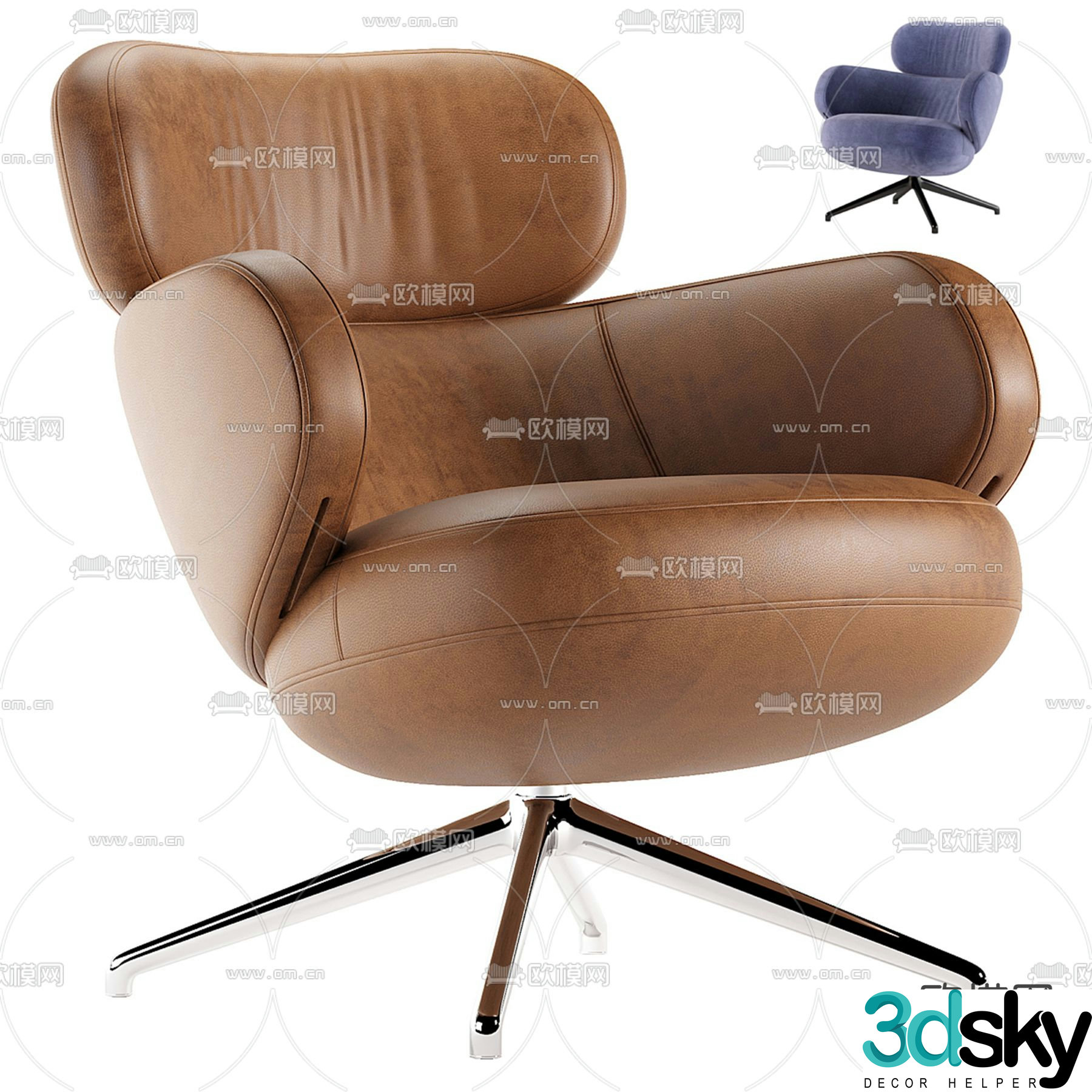 Forte Lounge Chair Leather Chair 3d model