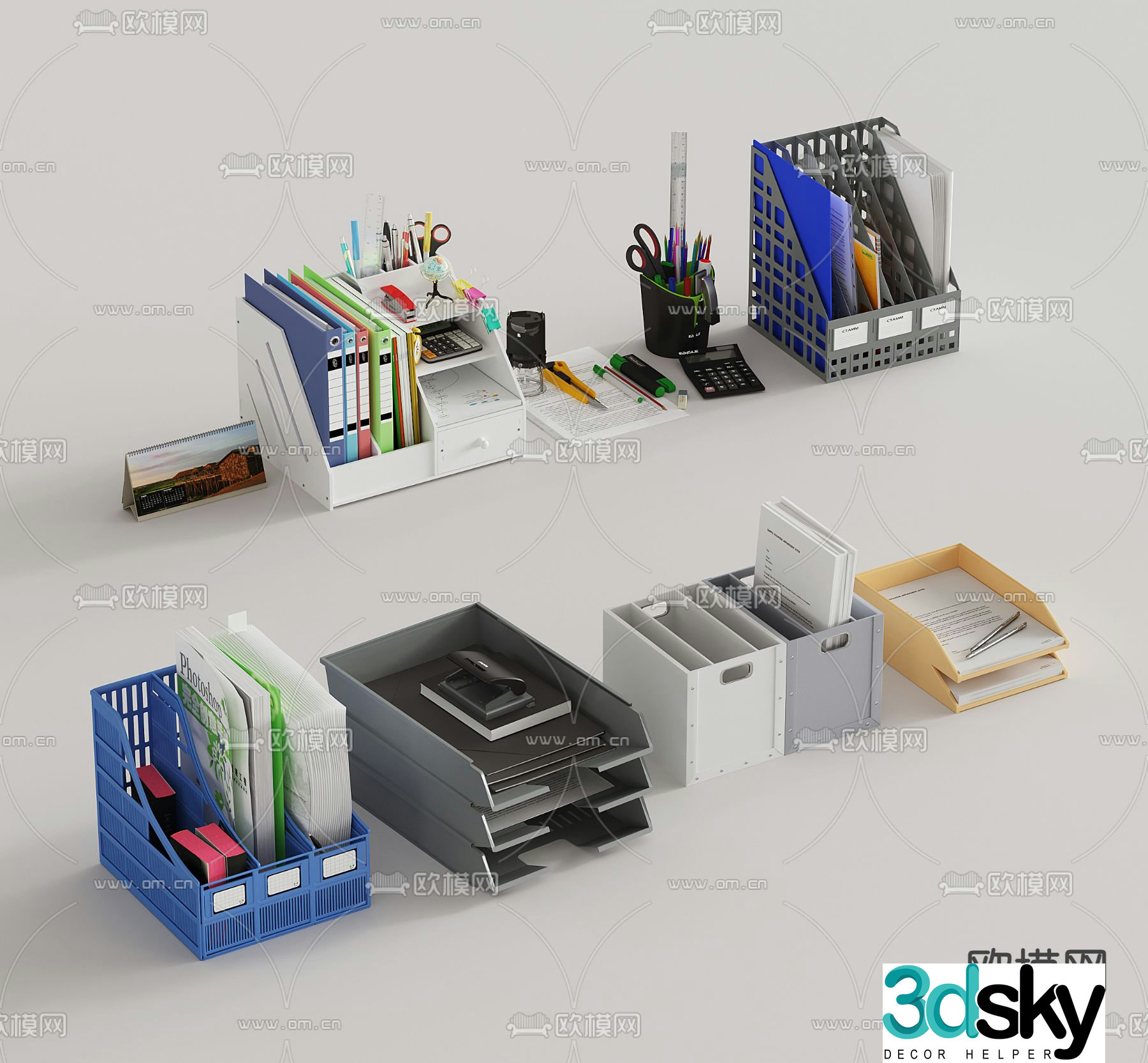 Modern folder stationery office supplies 3d model