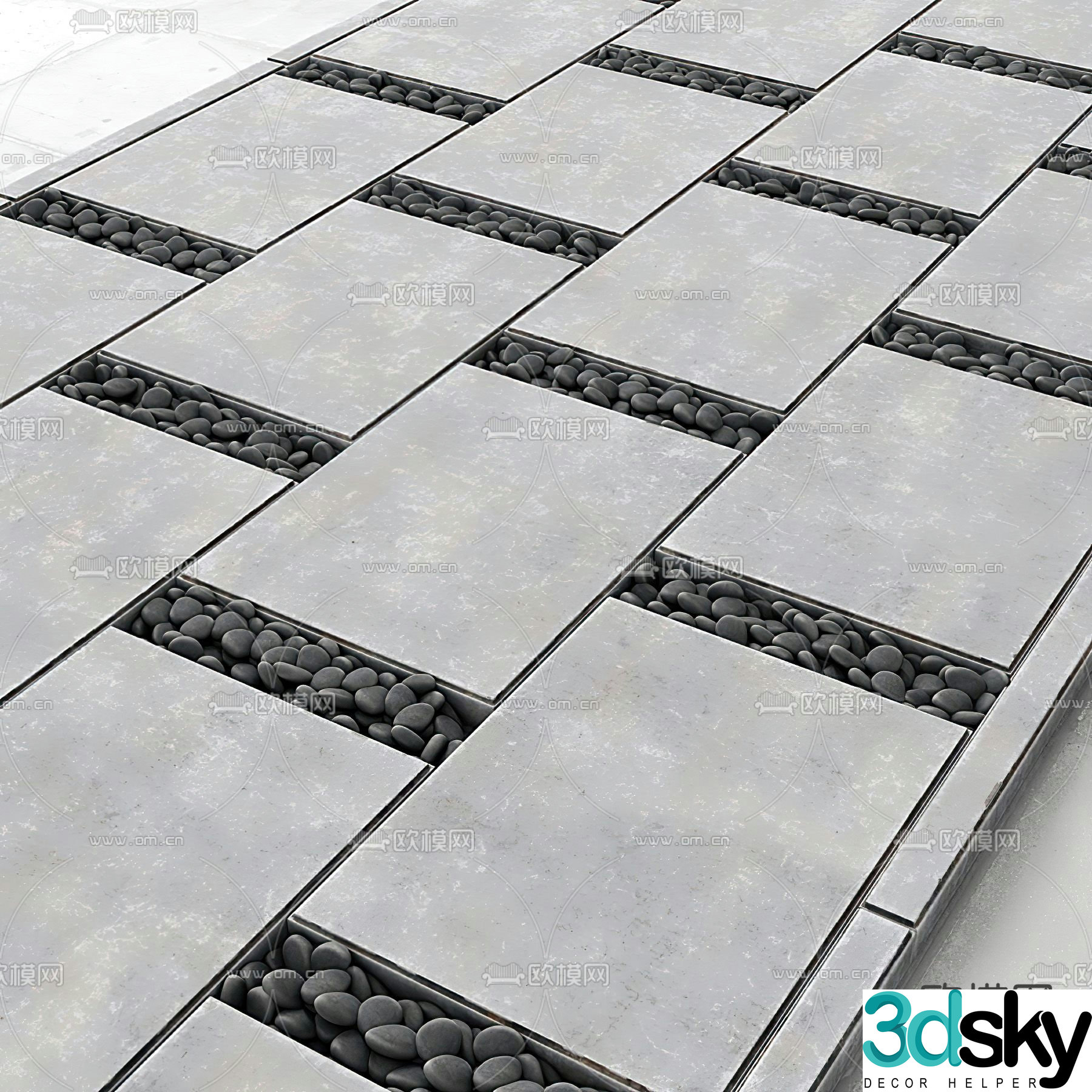 3D model of bluestone pavement