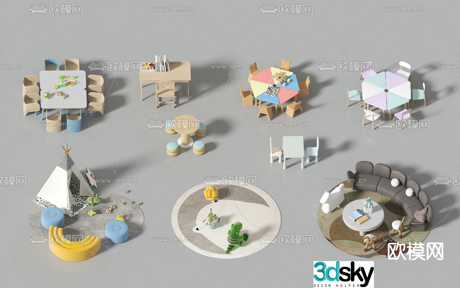 Children’s tables and chairs game tables and chairs 3d model