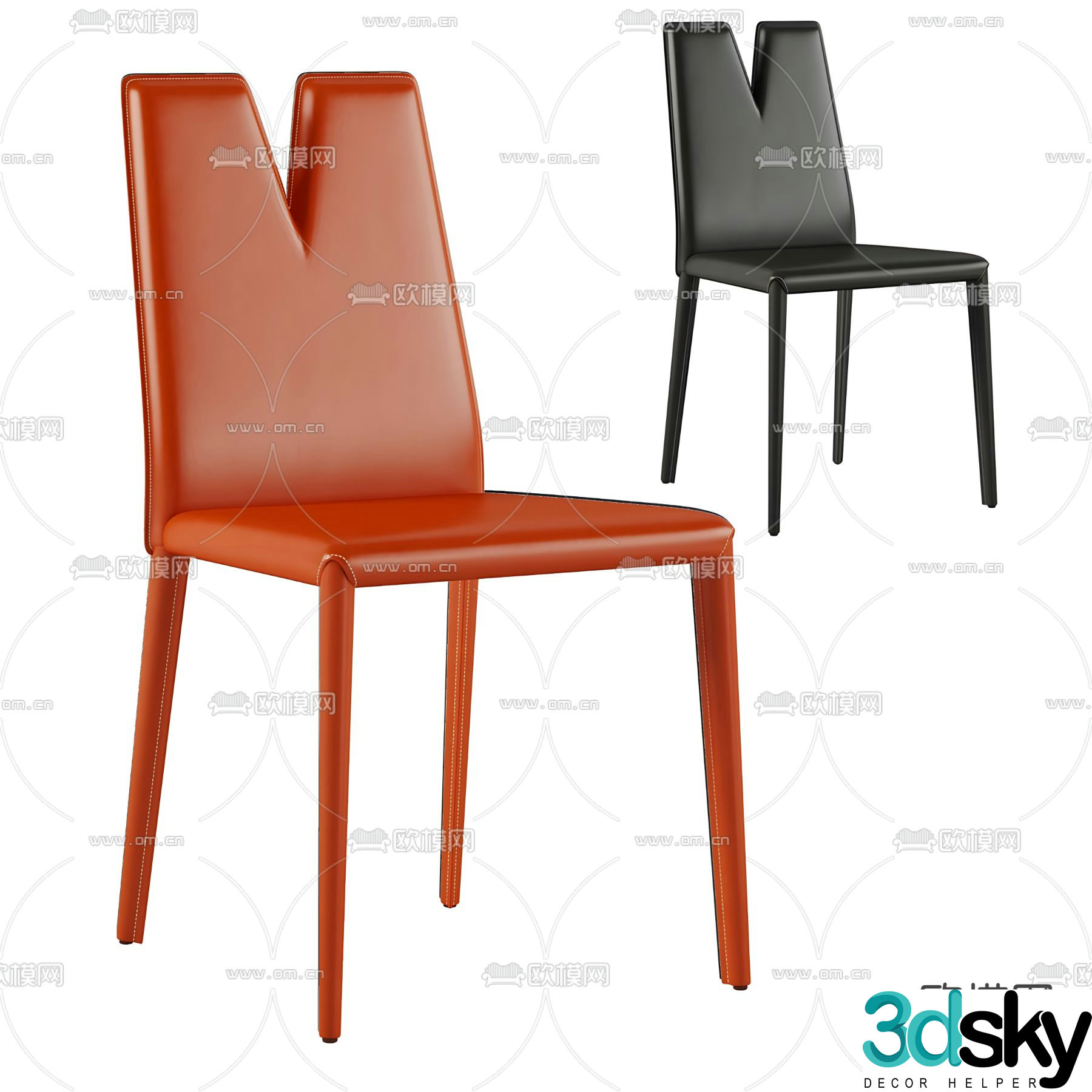 leather chair dining chair 3d model
