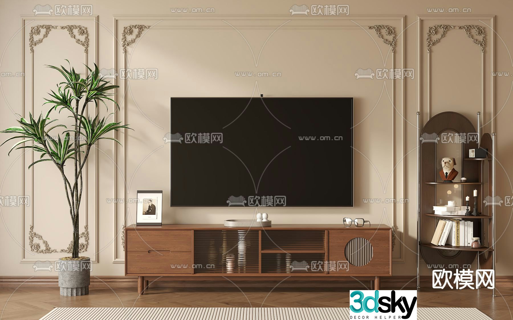 Medieval style TV cabinet 3D model