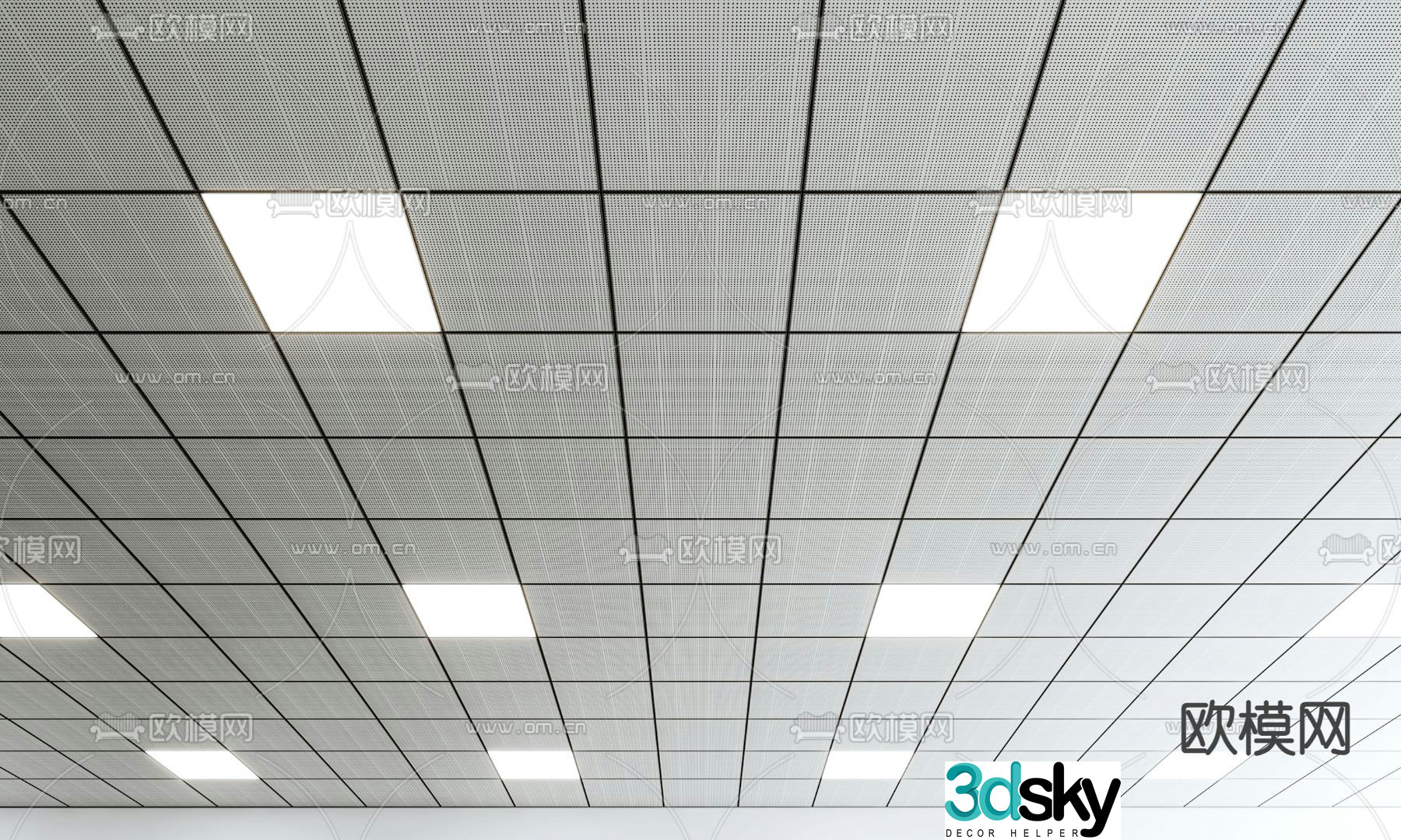 Perforated aluminum plate ceiling 3d model