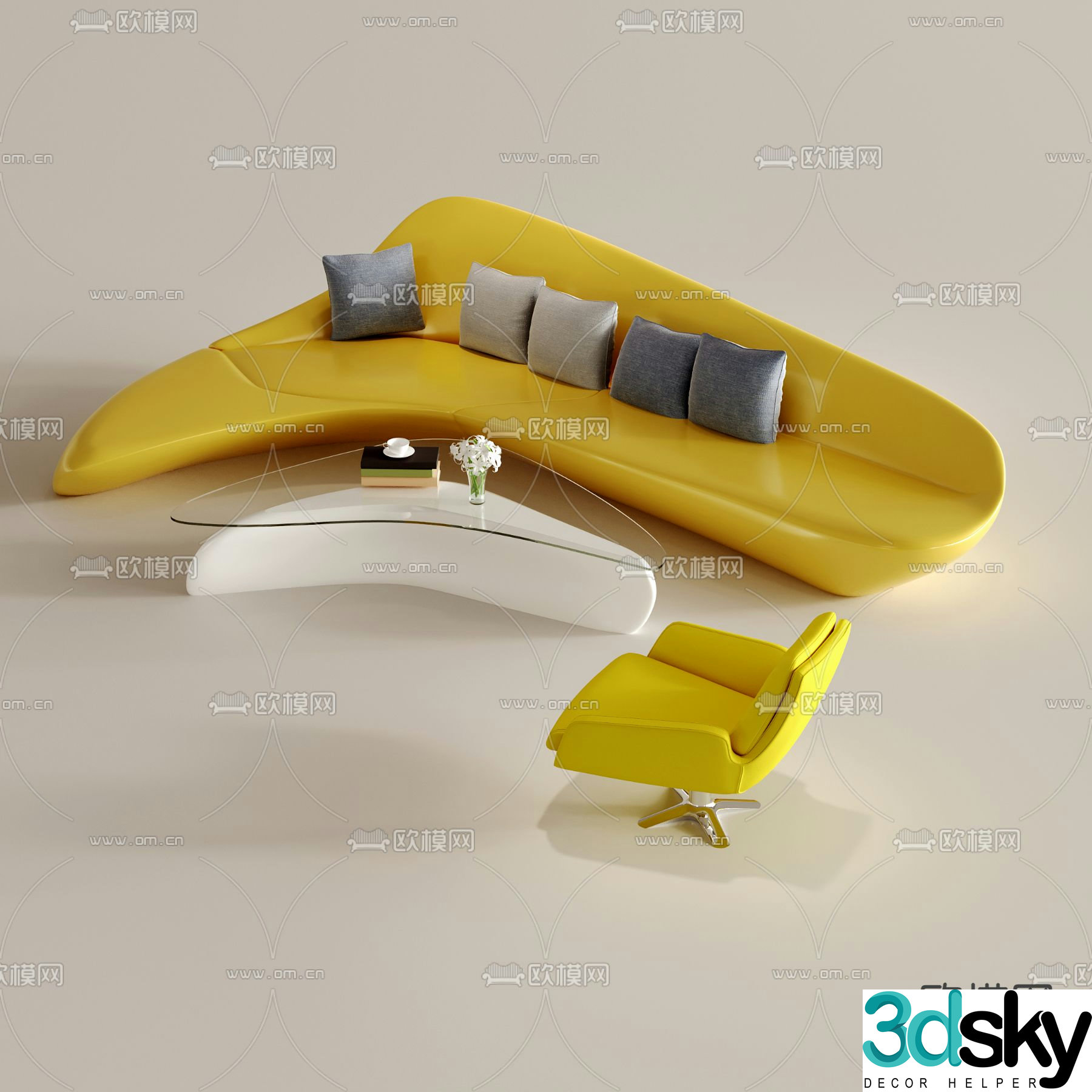 Office sofa lobby sofa 3d model